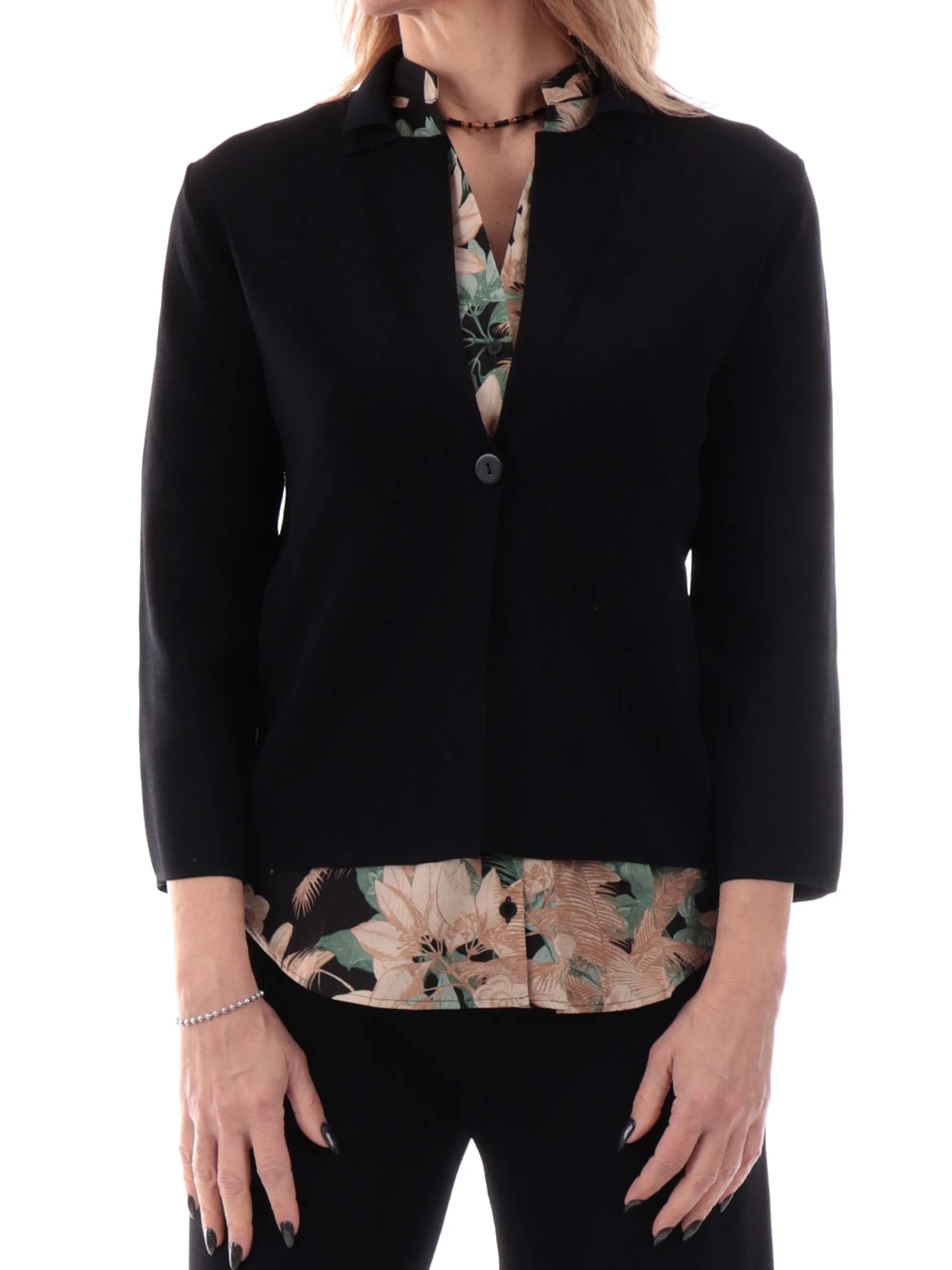 ANIS Maglie*Cardigan nero da donna giacca di filo con bottone 251W6172