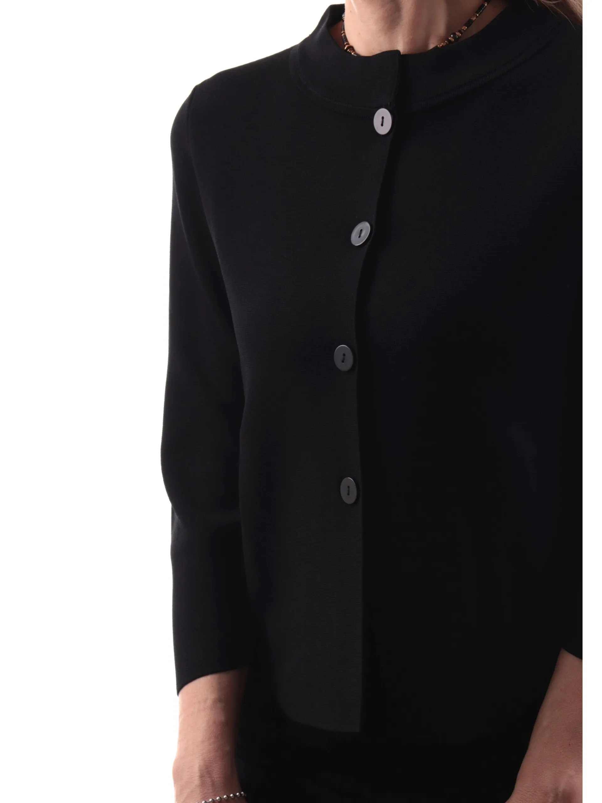 ANIS Maglie*Cardigan nero da donna con bottoni collo coreana maniche tre quarti 251W6174
