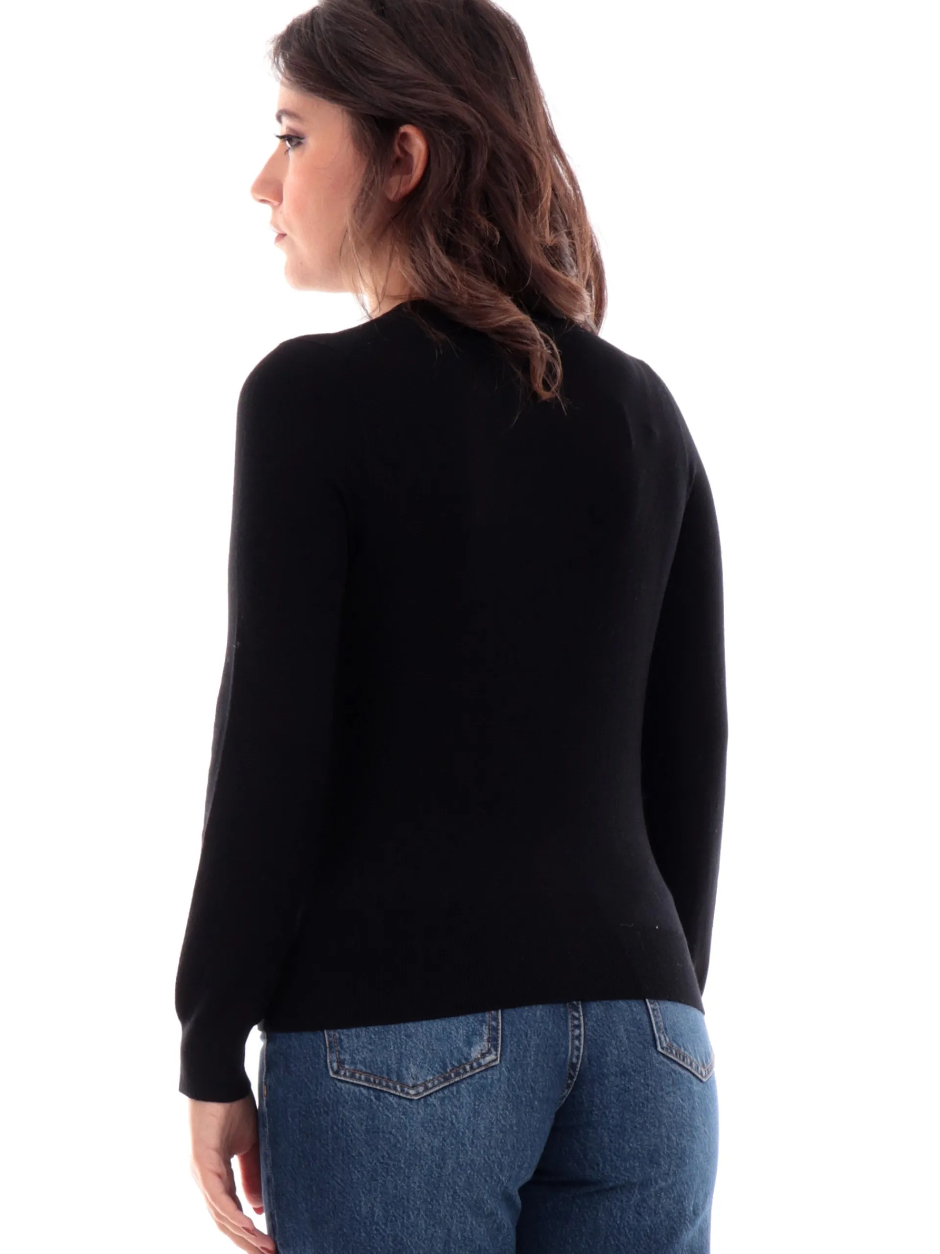 ANIS Maglie*Cardigan nero da donna con bottoni gioiello 245W6022