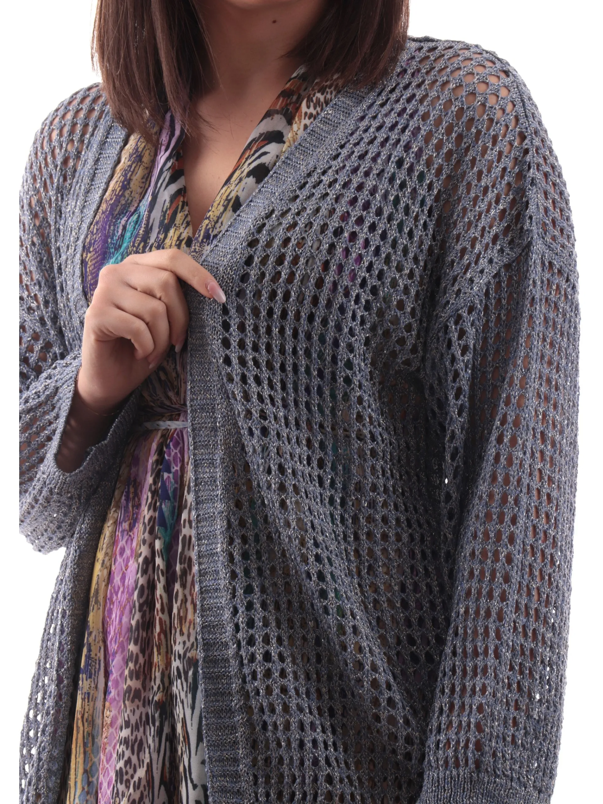 MOLLYBRACKEN Maglie*Cardigan donna Molly bucherellato blu vestibilità morbida LA1711DP