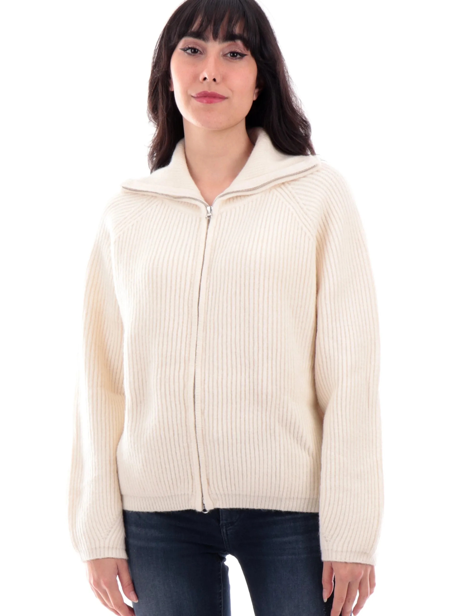 MOLLYBRACKEN Maglie*Cardigan full zip Molly Bracken bianco da donna collo alto LALF154CH