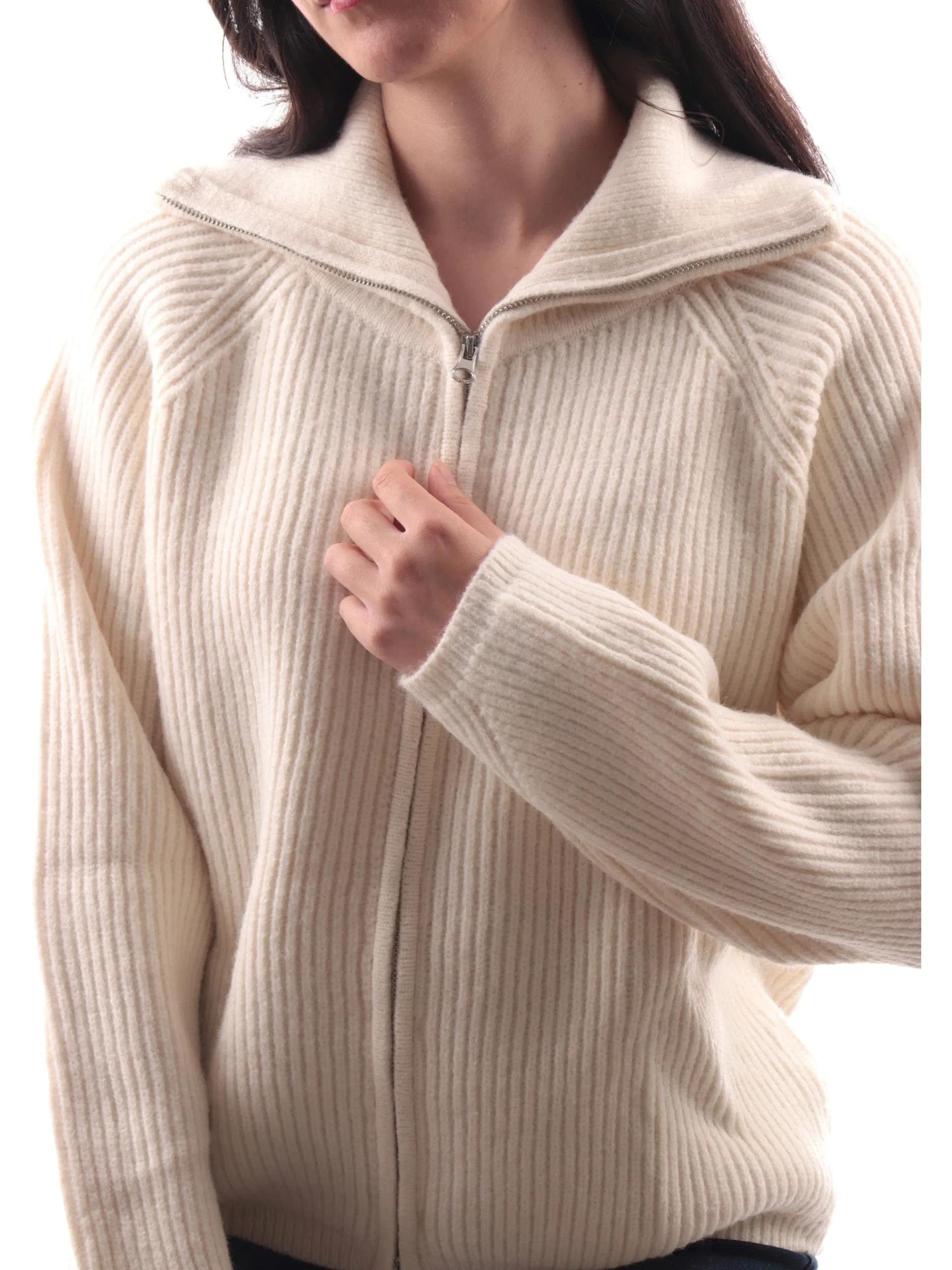 MOLLYBRACKEN Maglie*Cardigan full zip Molly Bracken bianco da donna collo alto LALF154CH
