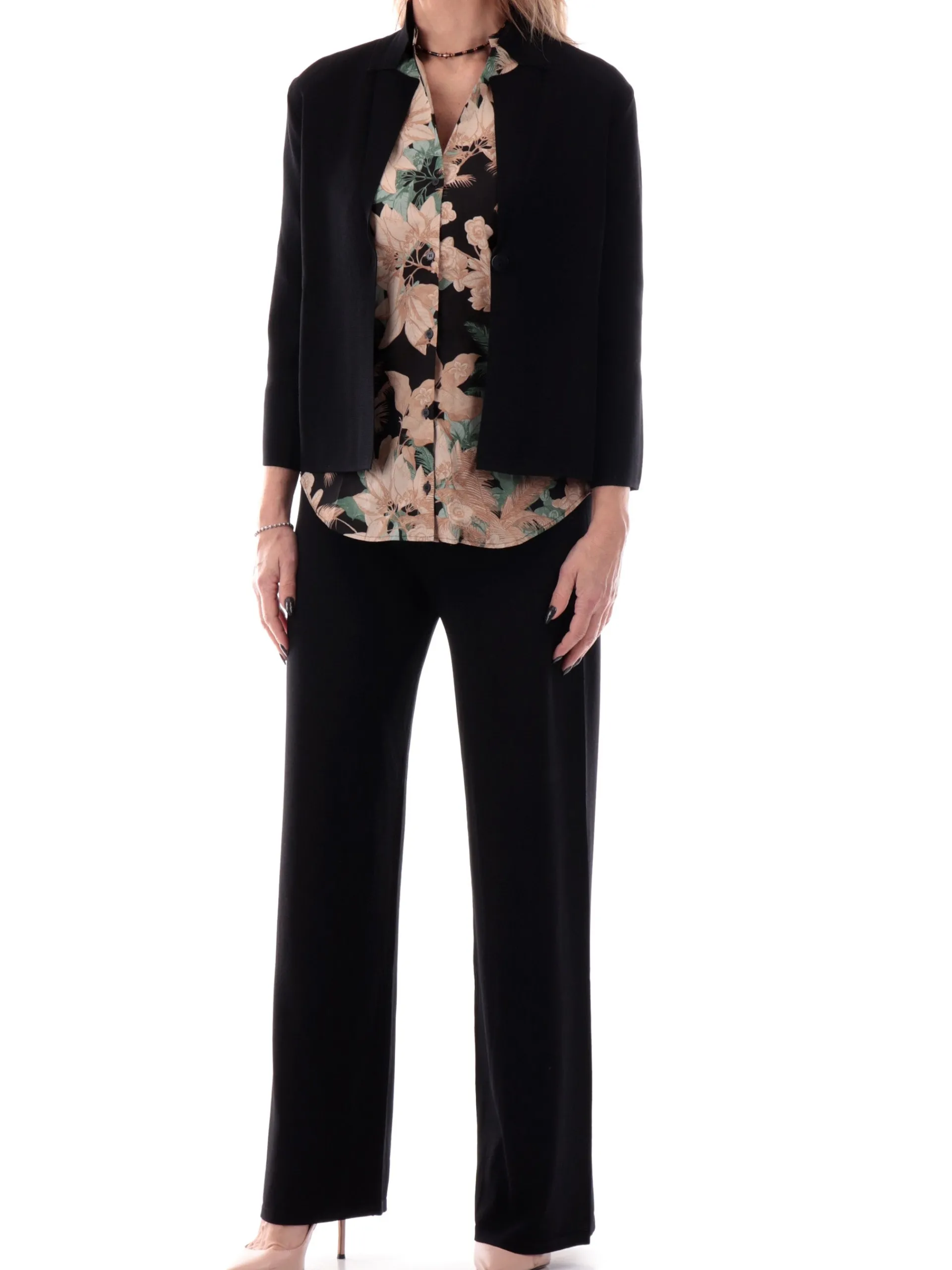 ANIS Maglie*Cardigan Kimono nero da donna in filo di viscosa 251W6172 029