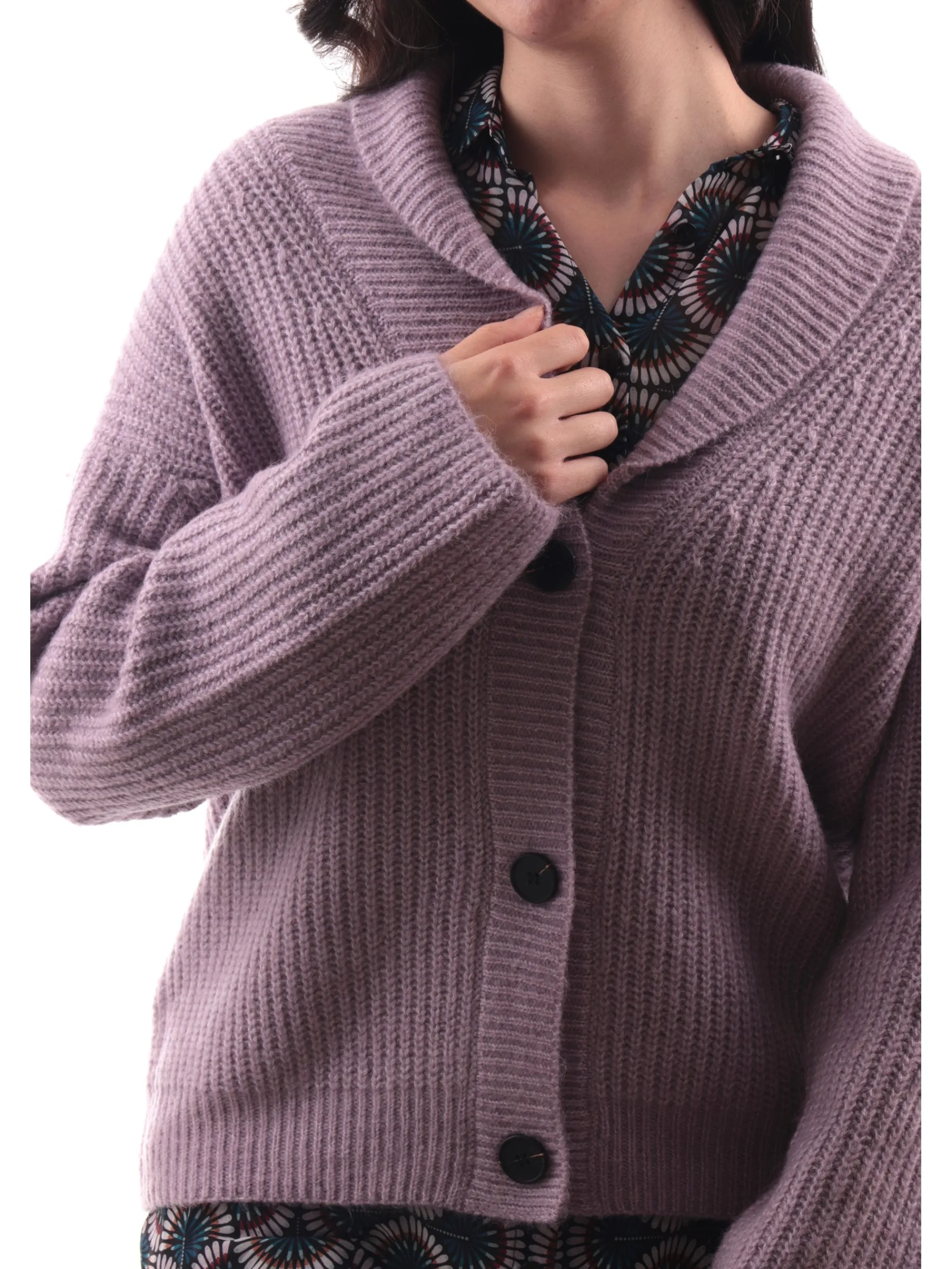 MOLLYBRACKEN Maglie*Cardigan Molly Bracken con rever viola da donna scollo a V M143CN