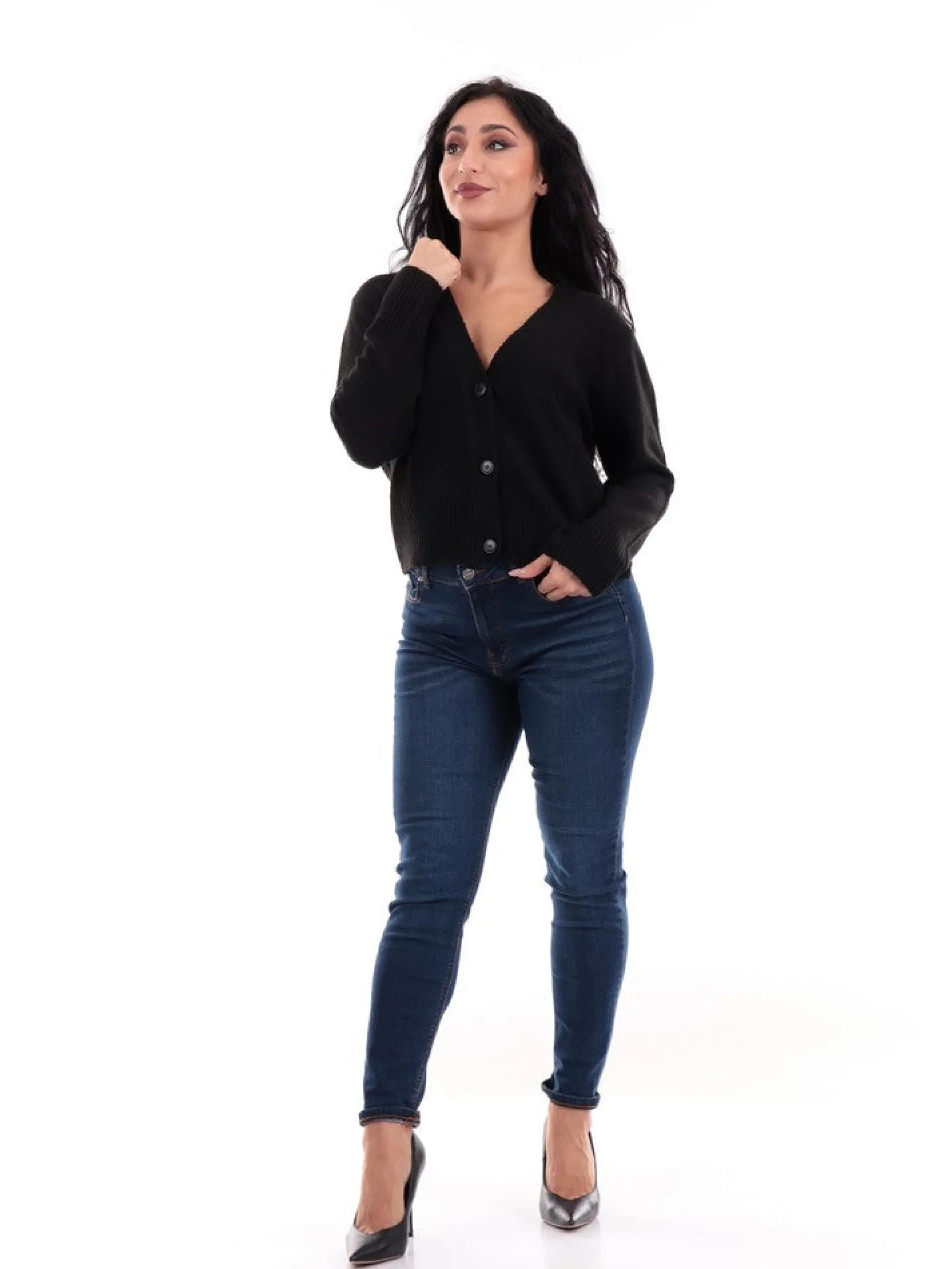 ONLY Maglie*Cardigan nero da donna Button 15306543