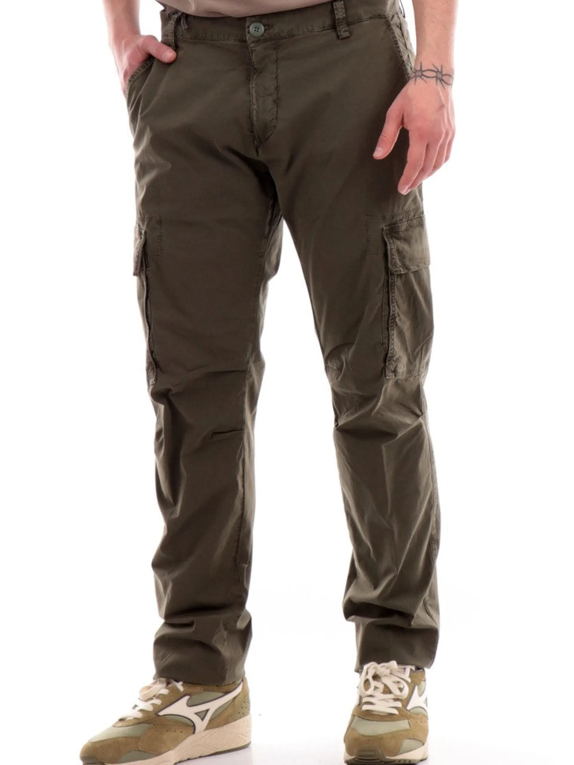 MODFITTERS Pantaloni*Cargo verdi da uomo Galway Popeline GALWAYPOP