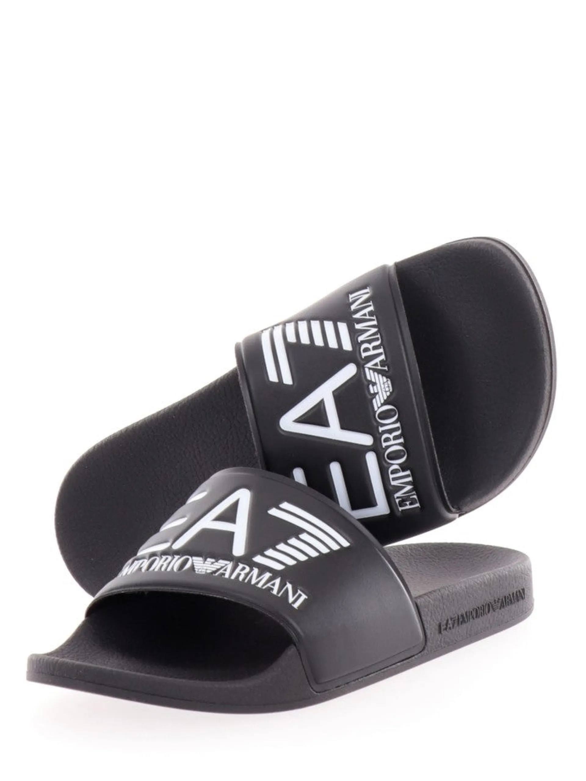EMPORIO ARMANI 7 Ciabatte E Infradito*Ciabatte Emporio Armani nere da bambino con maxi logo XSPS10XCC22