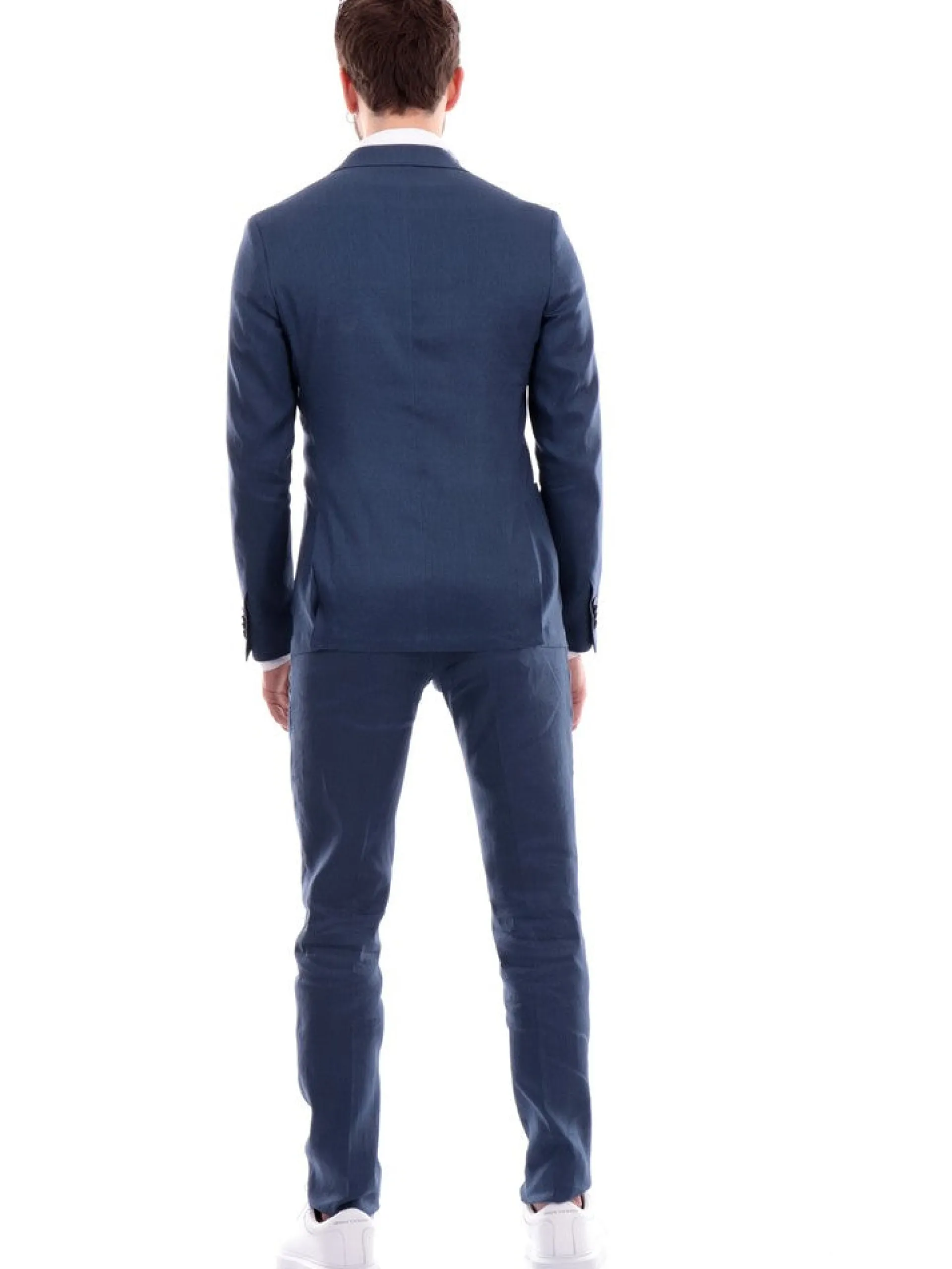 ALDO MARIA TESTA Completi*Completo blu jeans da uomo in lino VINNY7LN01
