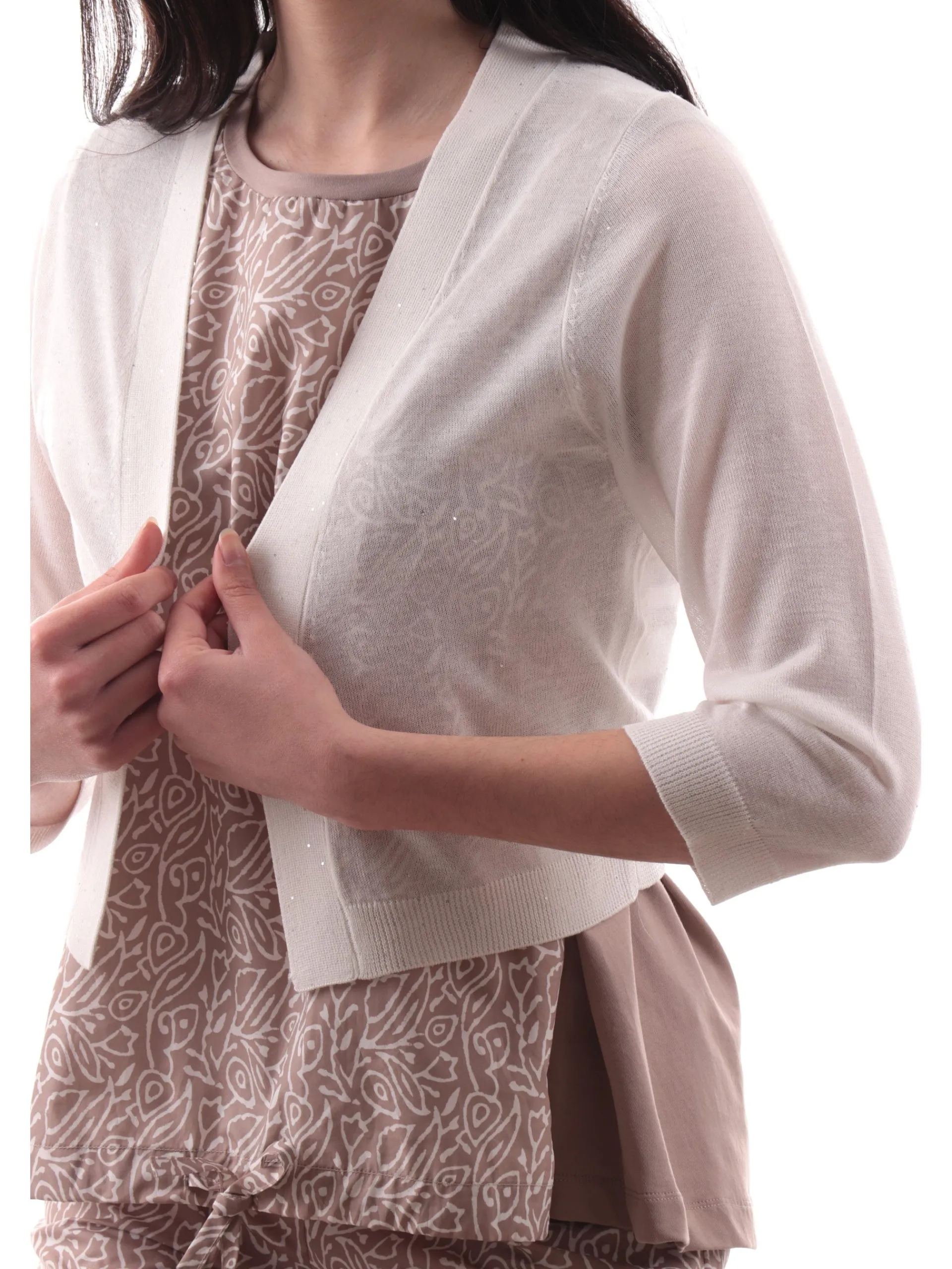 ANIS Maglie*Coprispalle bianco con paillettes da donna maniche tre quarti 251W4004