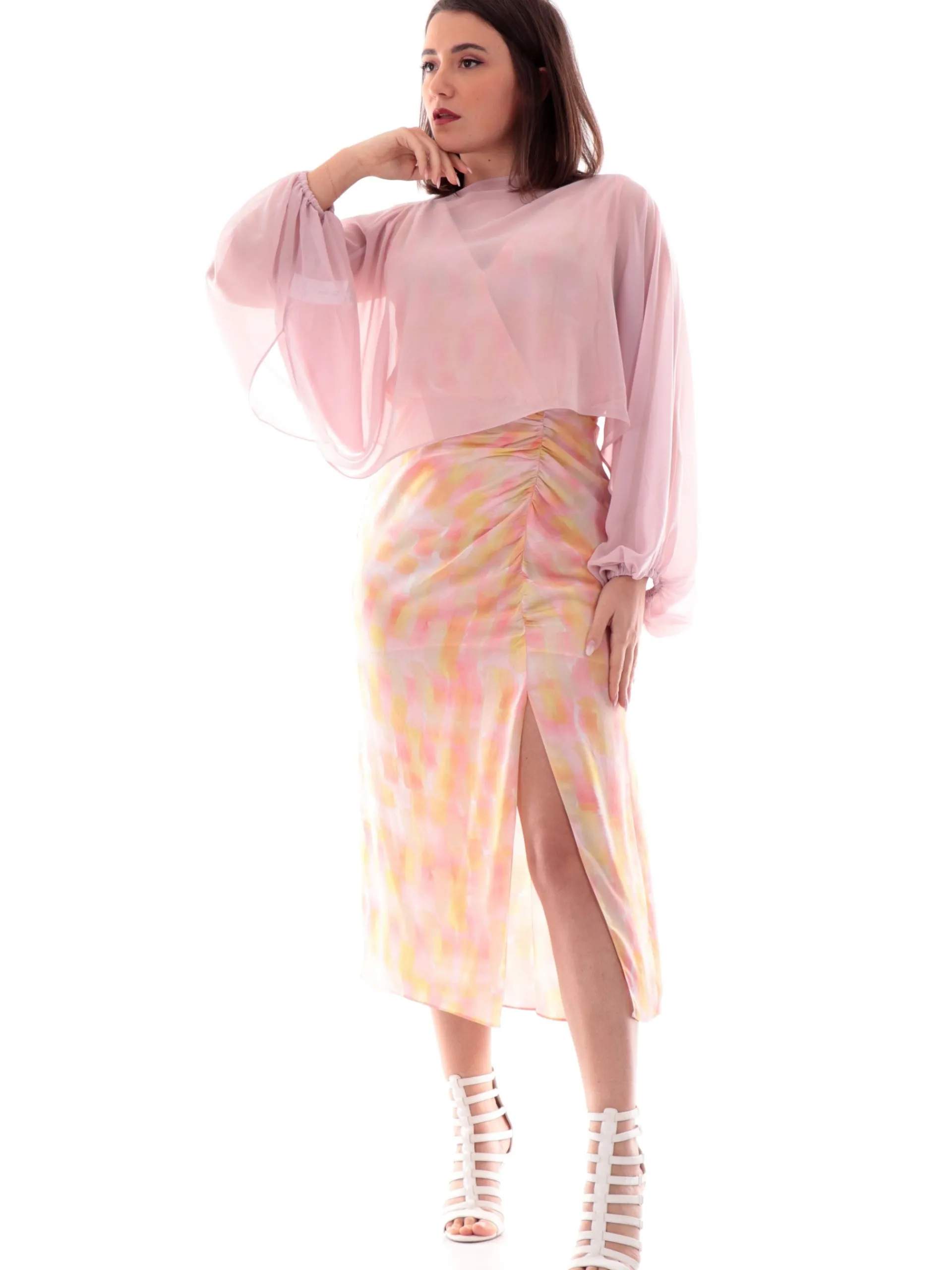 EMME MARELLA Maglie*Coprispalle rosa da donna con maniche ampie a sbuffo BIANCA 002