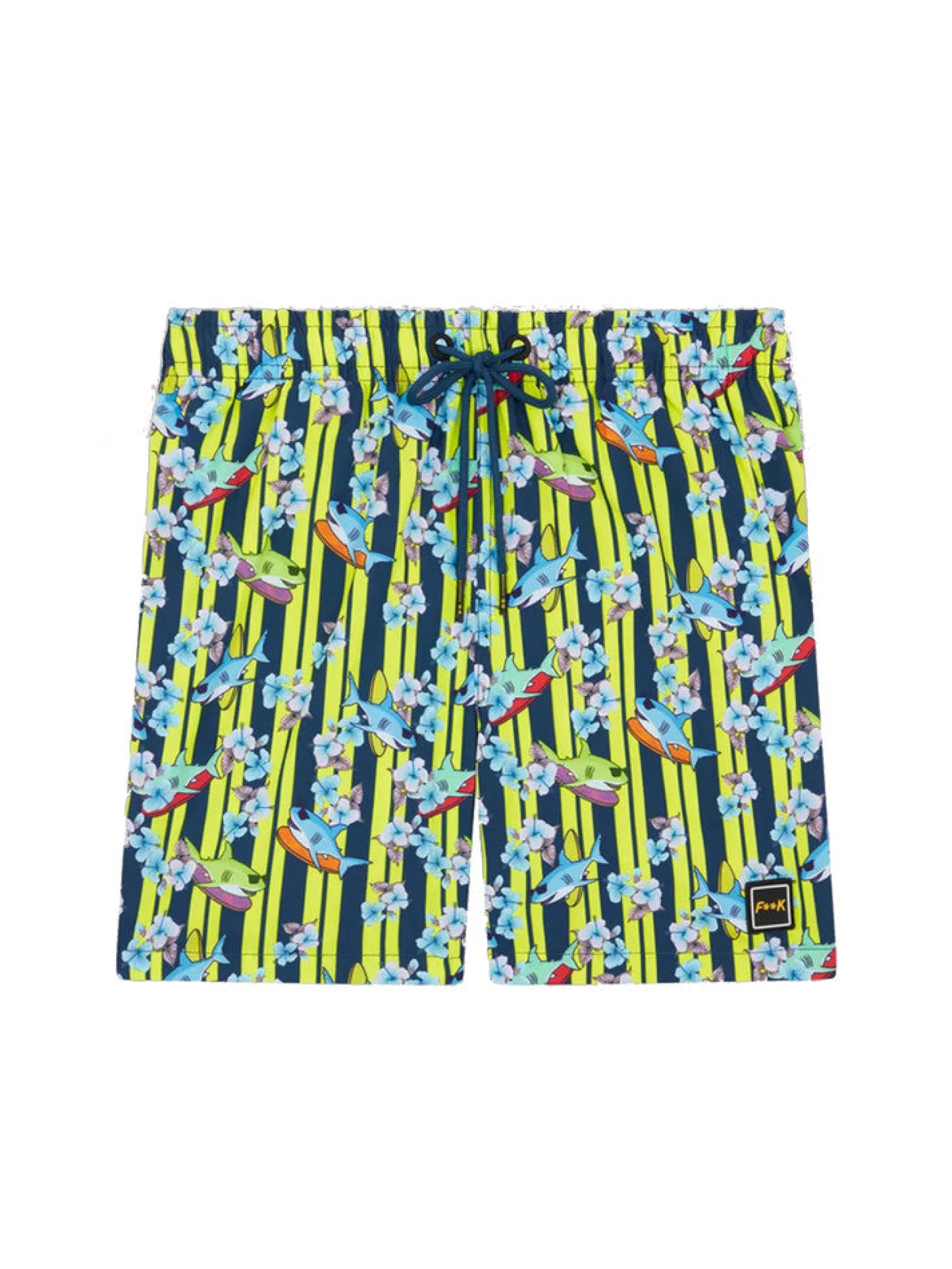 EFFEK Costumi*Costume giallo fluo da bambino con squali 4030U