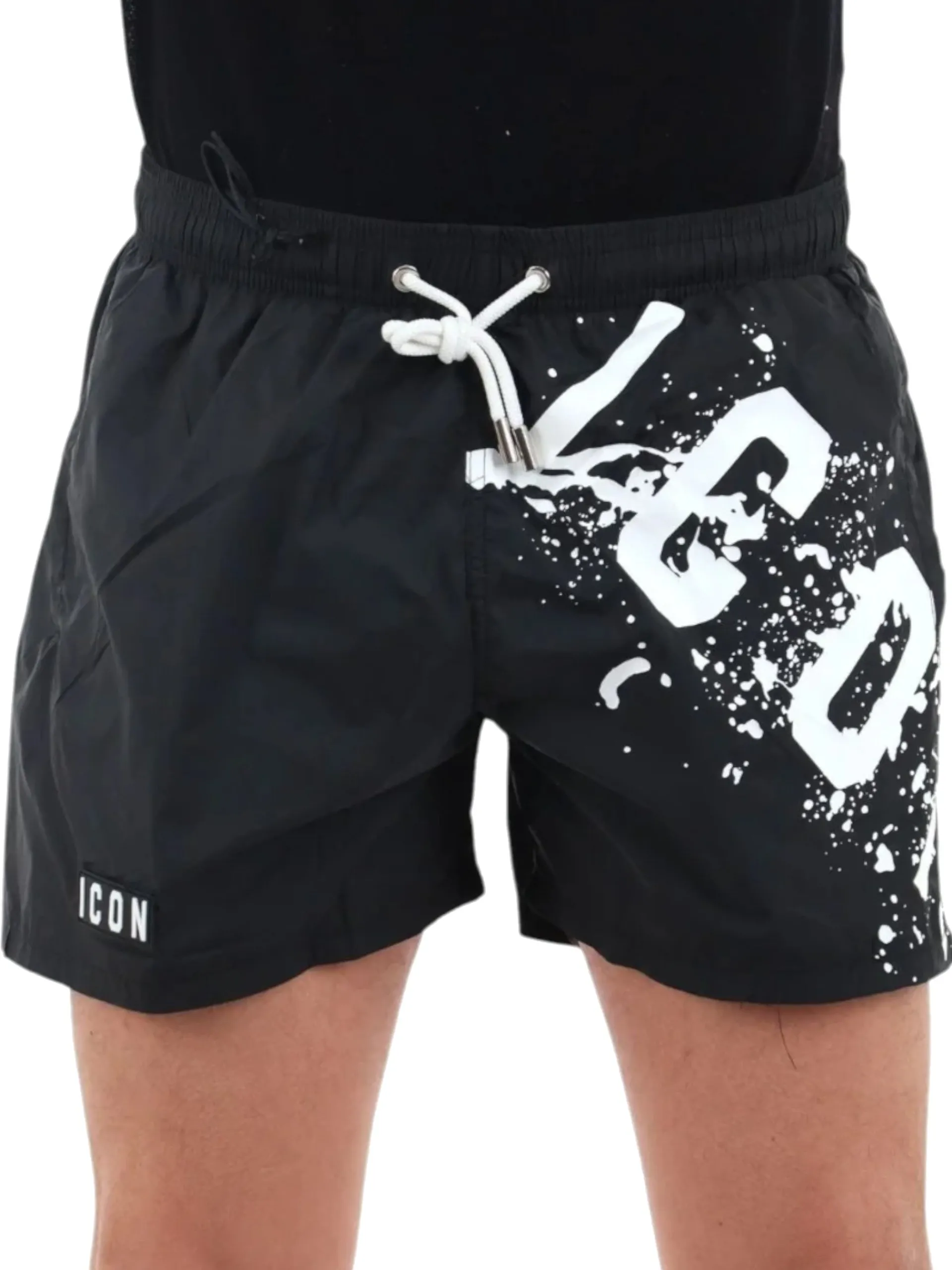 ICON Boxer*Costume mare nero da uomo stampa vernice ICUS2S5W020