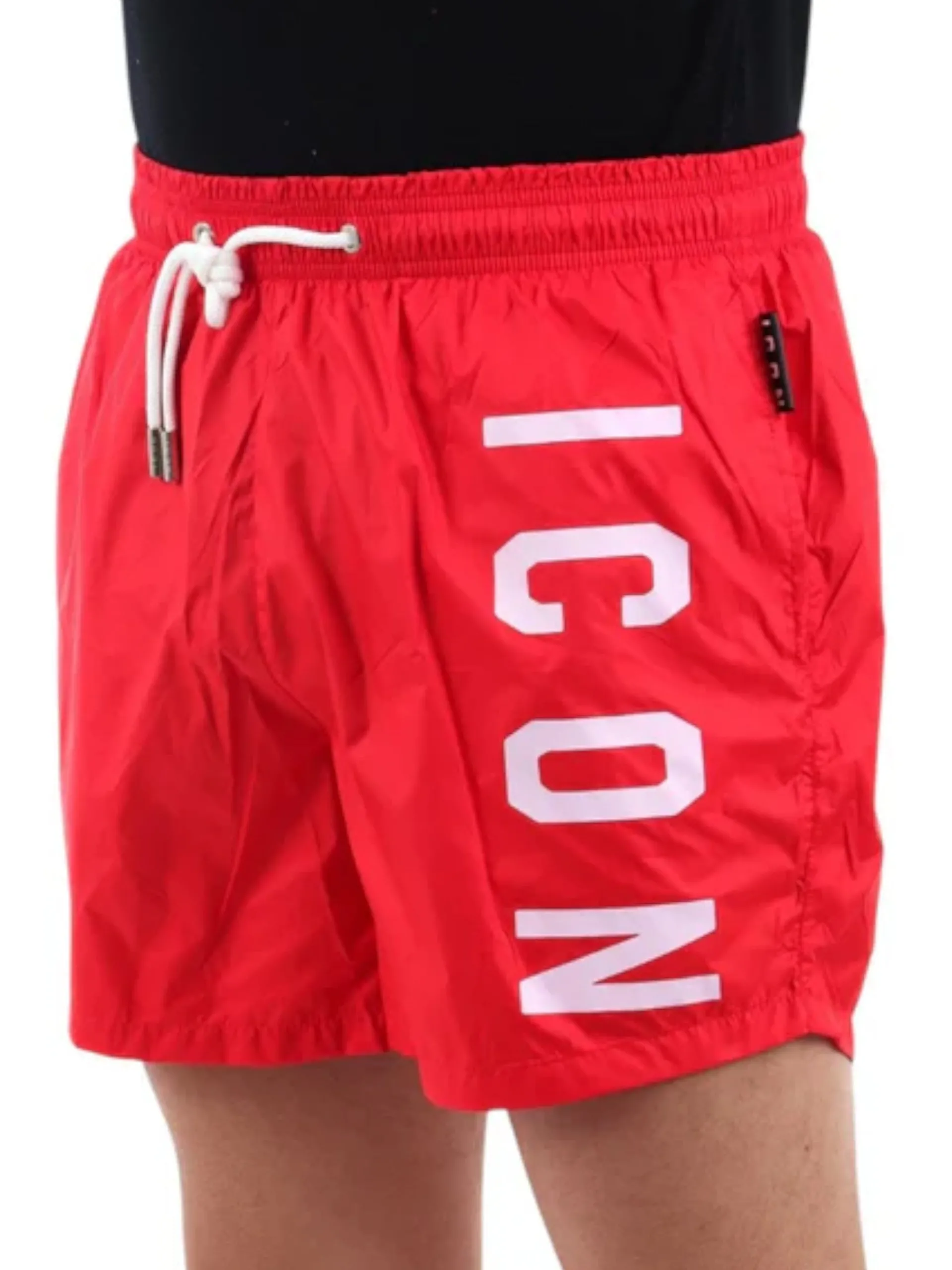 ICON Boxer*Costume mare rosso da uomo logo verticale ICUS2S5W002
