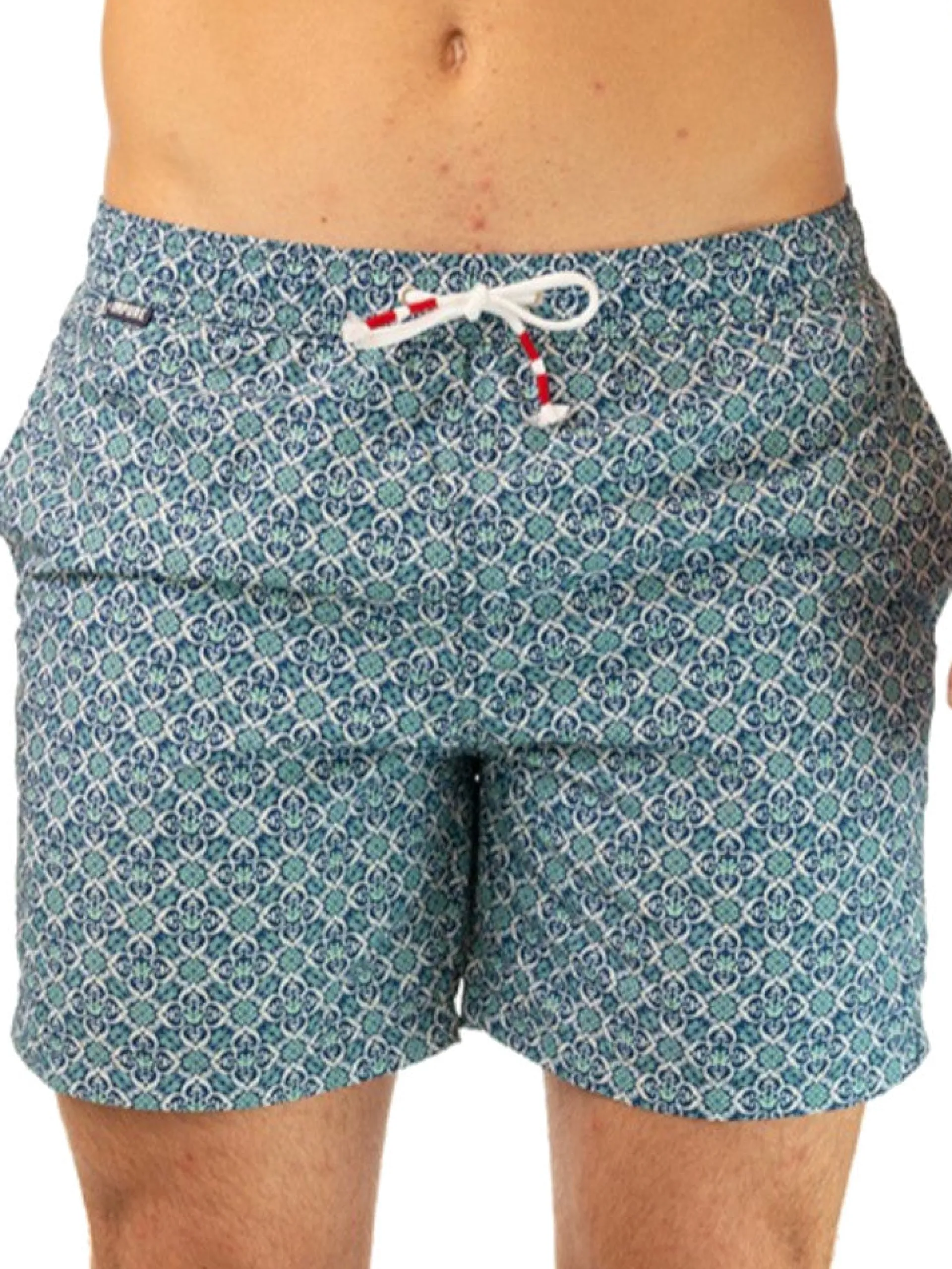 IMPURE Boxer*Costume mare verde da uomo con fiori Swimming Trunks STS4467
