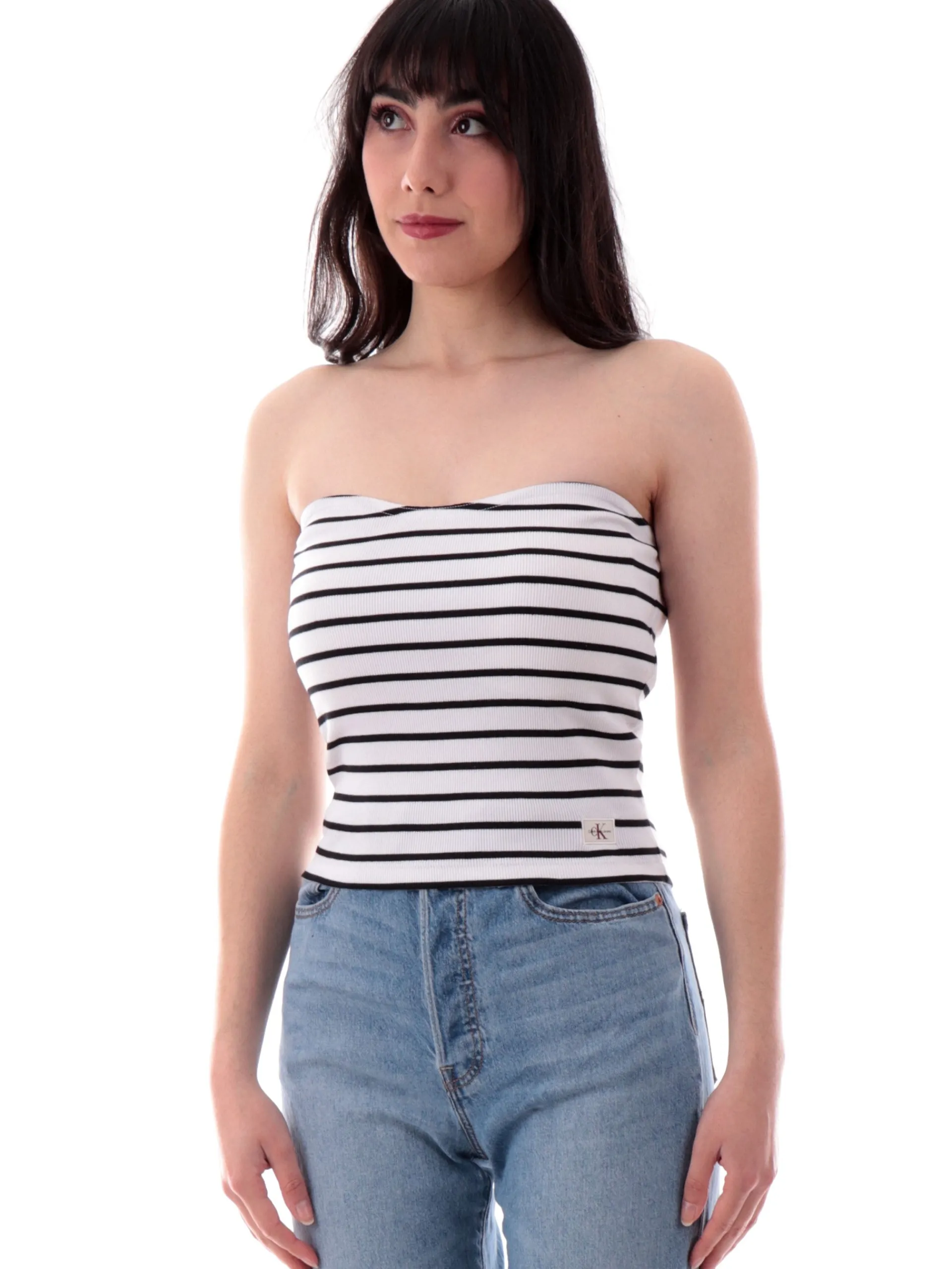 CALVIN KLEIN Maglie*Crop top a fascia bianco J20J225310 0K4