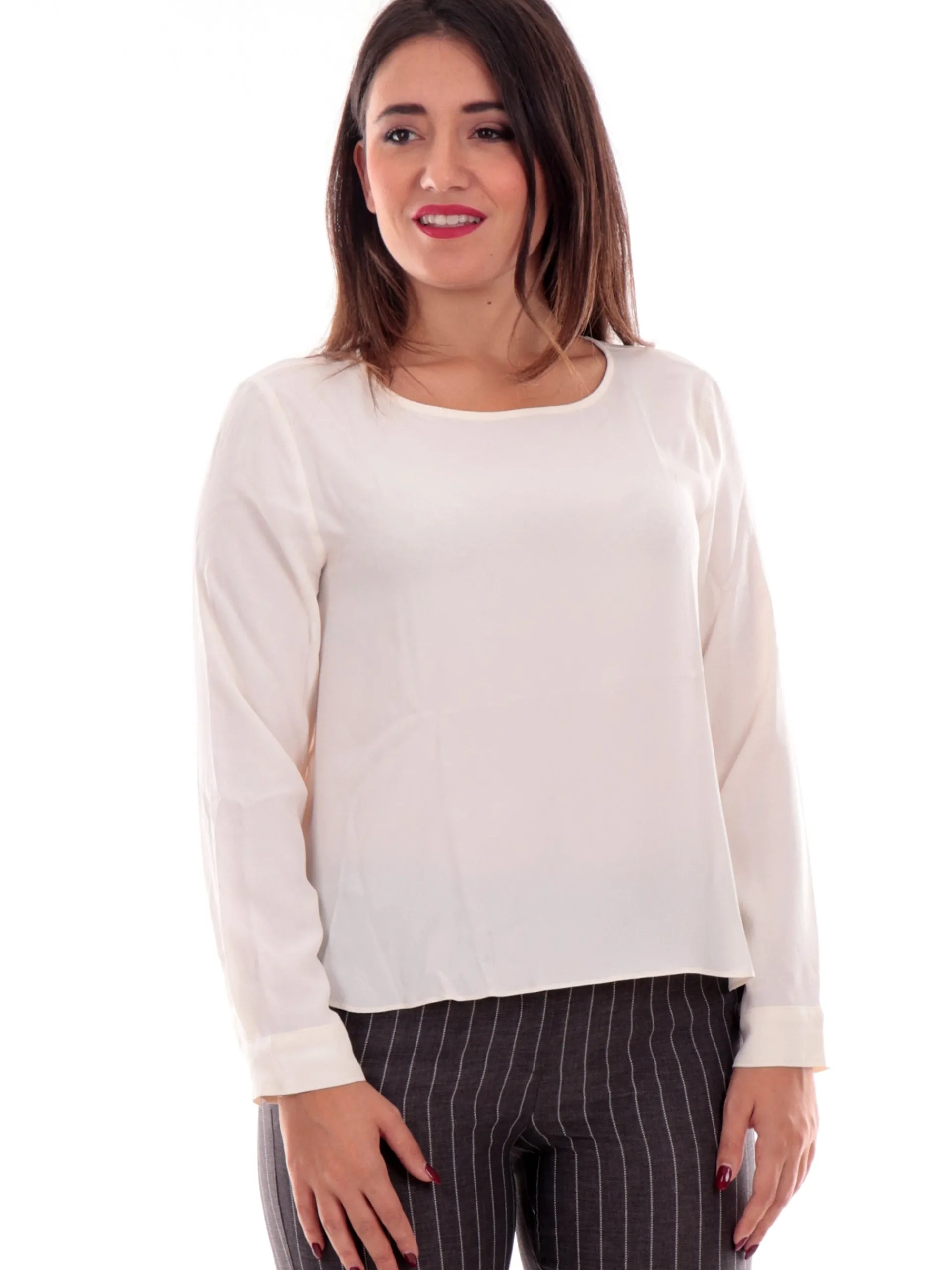 EMME MARELLA Top & Camicie*blusa bianca da donna fondo asimmetrico CARABOI