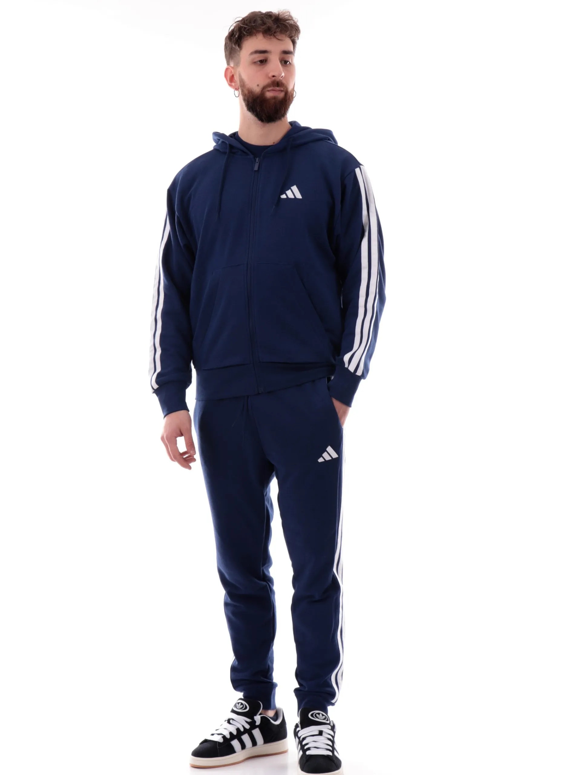 ADIDAS EQUIPMENT Felpe*Felpa Adidas blu da uomo 3Stripes full zip con cappuccio JE6341