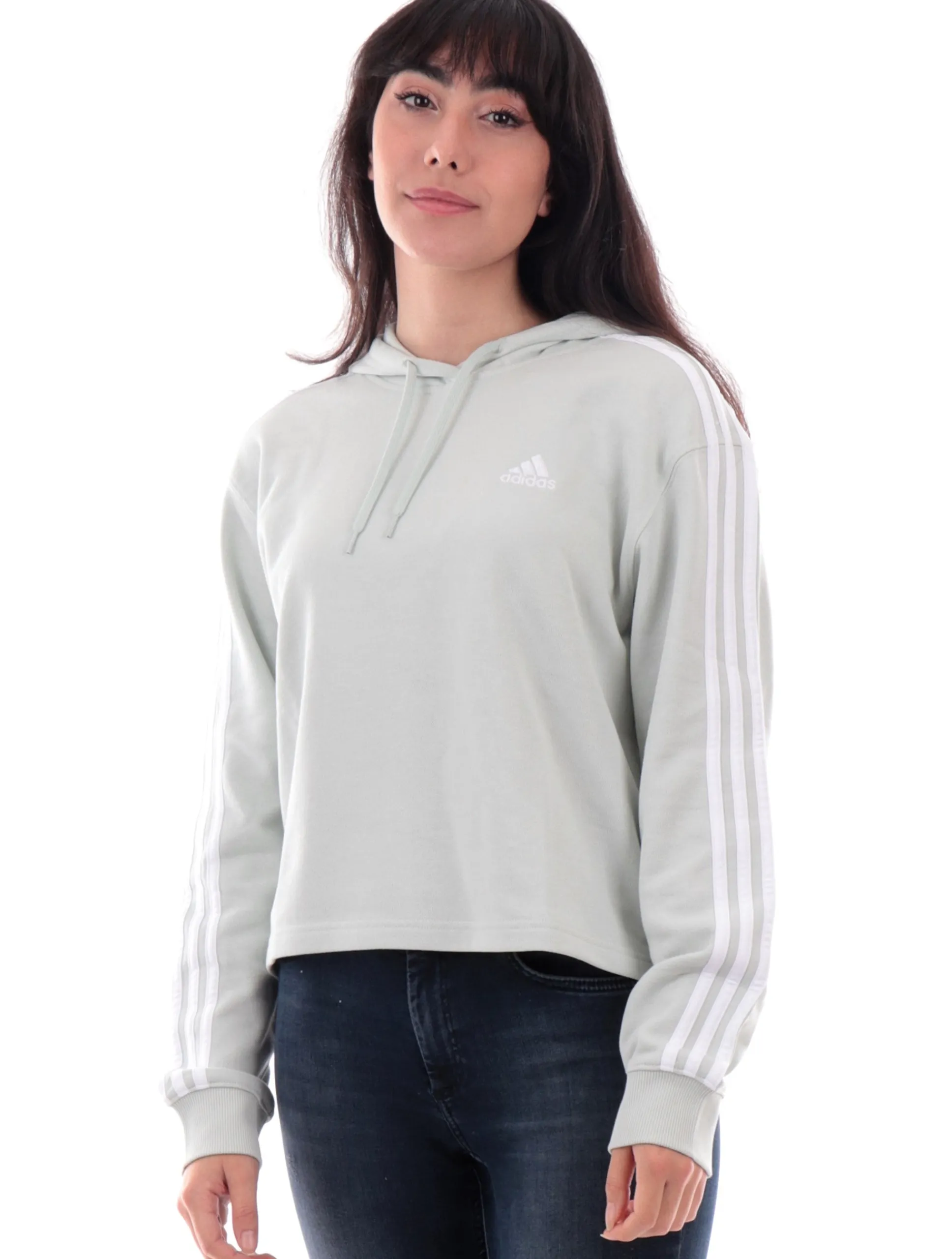 ADIDAS EQUIPMENT Felpe*Felpa Adidas donna verde pastello menta con cappuccio 3stripes IY4215