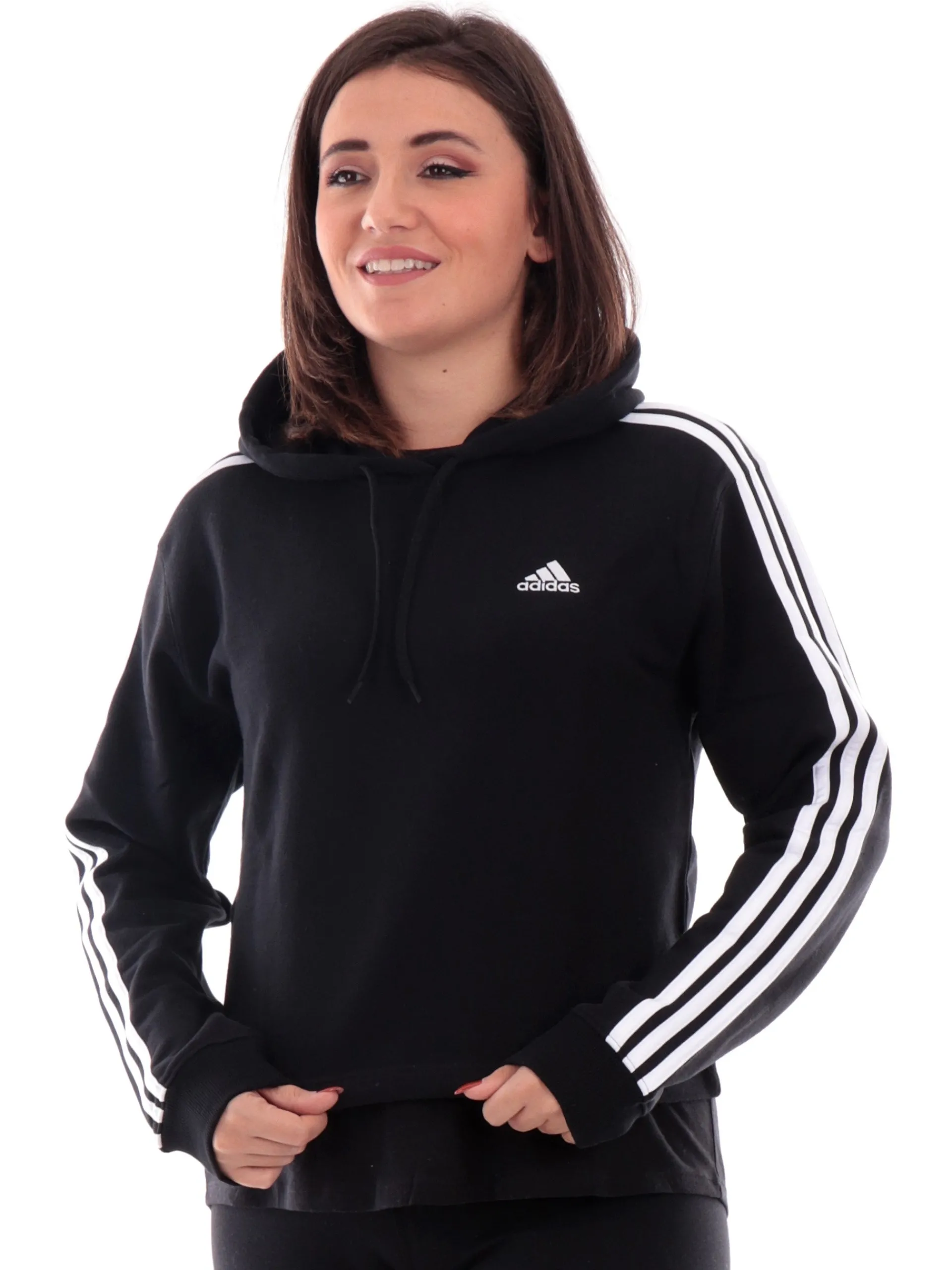 ADIDAS EQUIPMENT Felpe*Felpa Adidas felpata nera da donna con cappuccio IC87