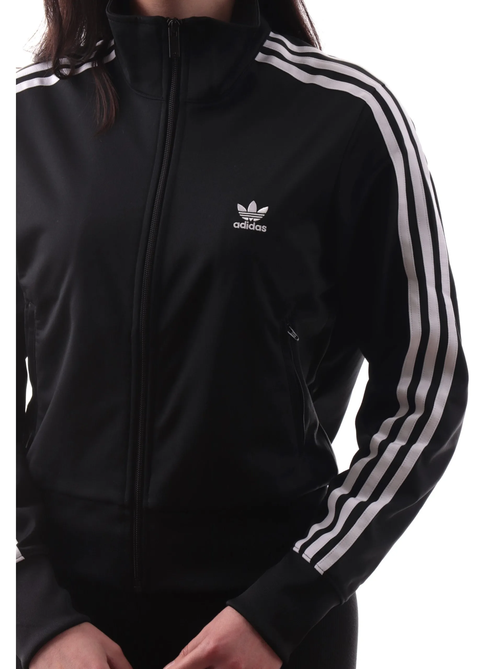 ADIDAS ORIGINALS Felpe*Felpa Adidas nera da donna full zip 3Stripes IL8764