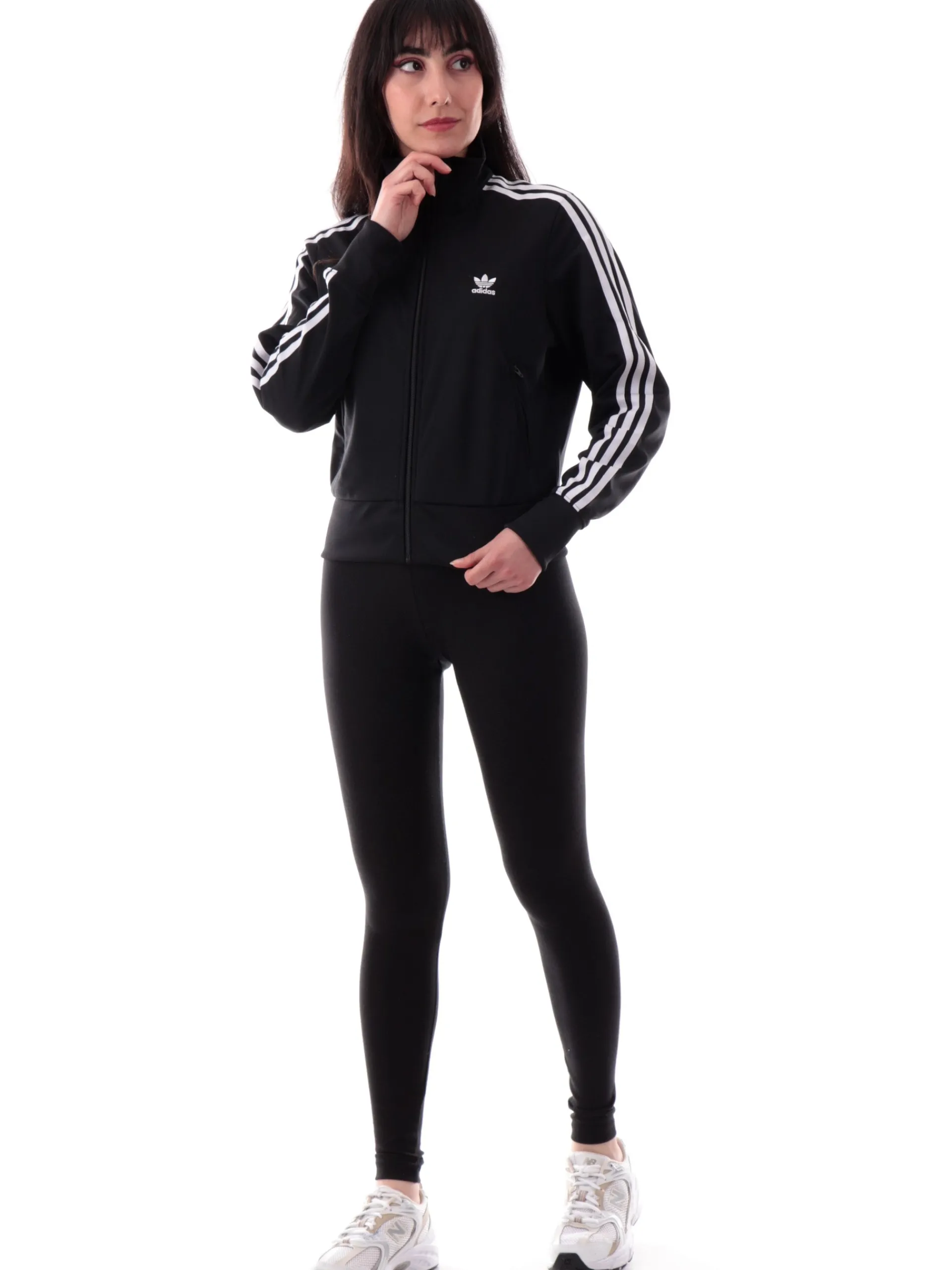 ADIDAS ORIGINALS Felpe*Felpa Adidas nera da donna full zip 3Stripes IL8764