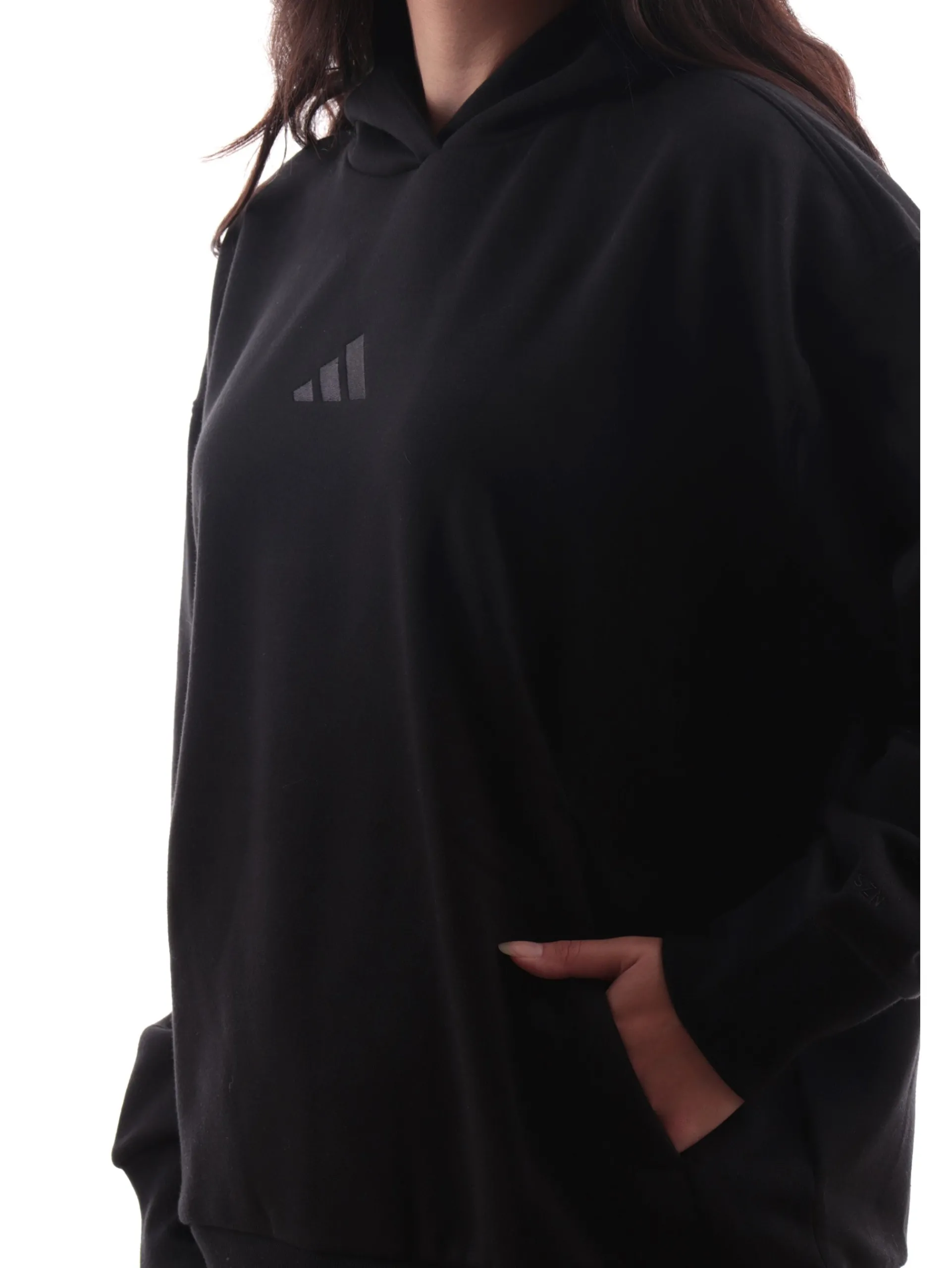 ADIDAS EQUIPMENT Felpe*Felpa Adidas nera da donna con cappuccio e logo ricamato