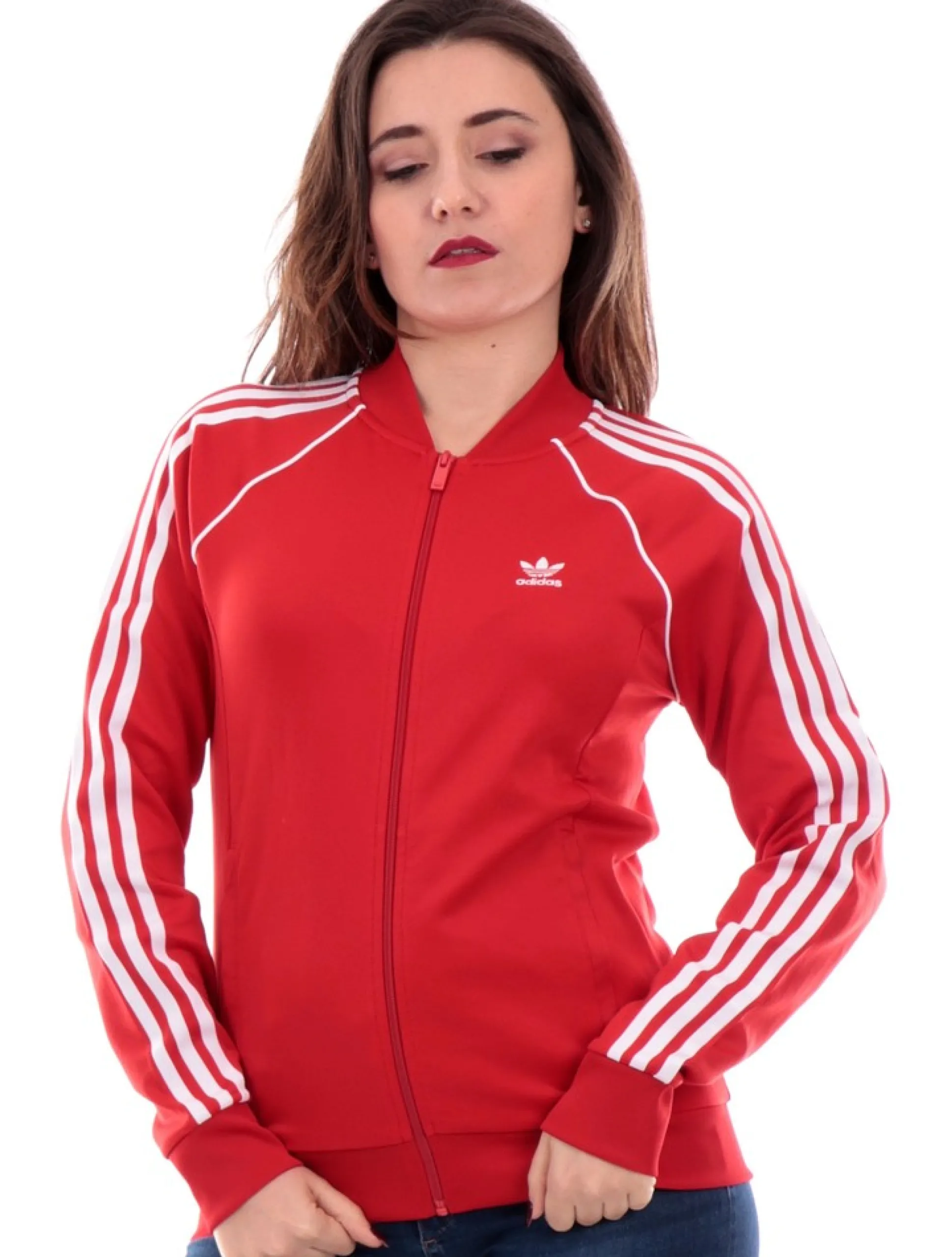 ADIDAS ORIGINALS Felpe*Felpa Adidas rossa da donna Classic IK40