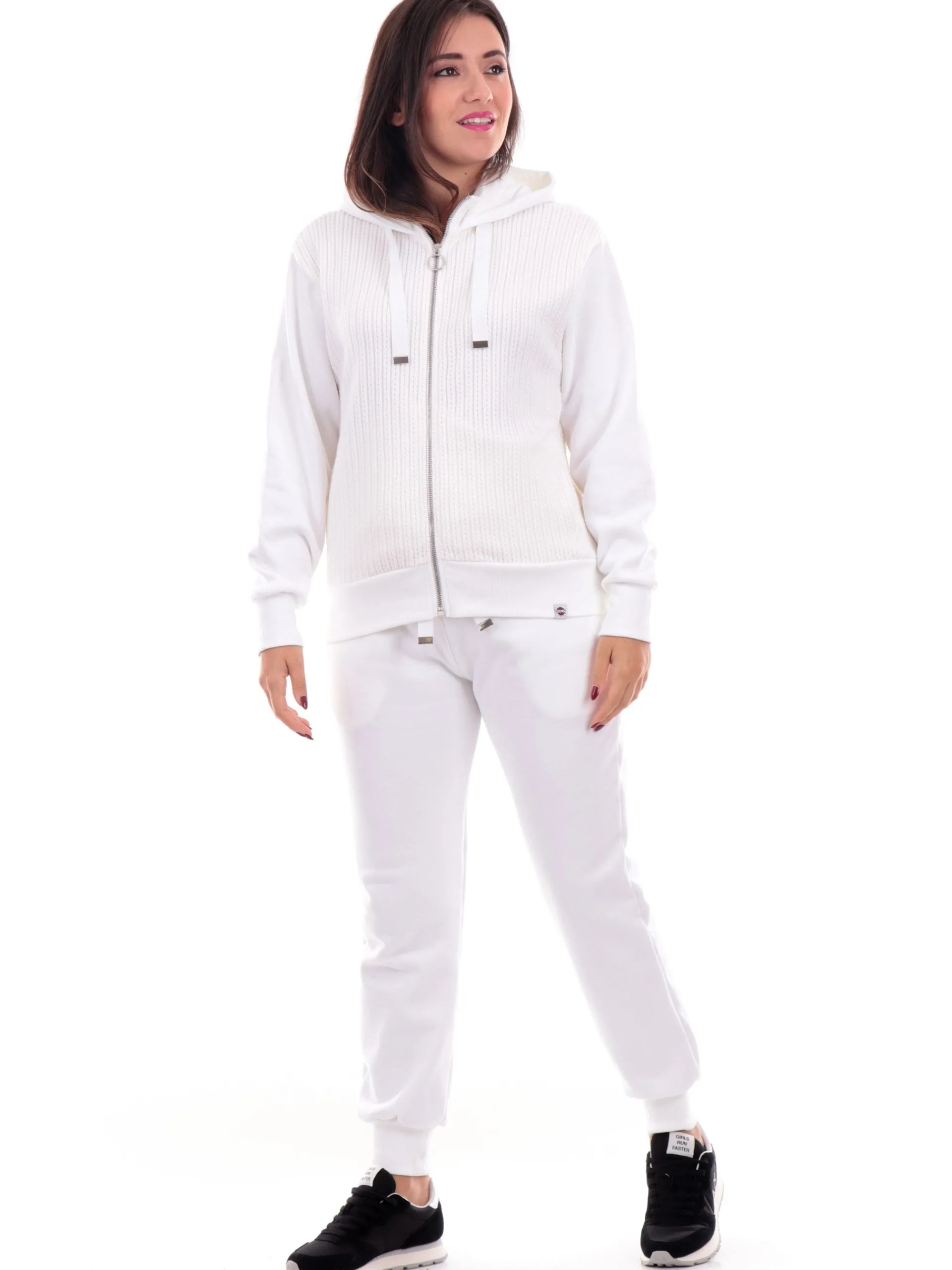 COLMAR Felpe*Felpa bianca da donna full zip con cappuccio 92676YO