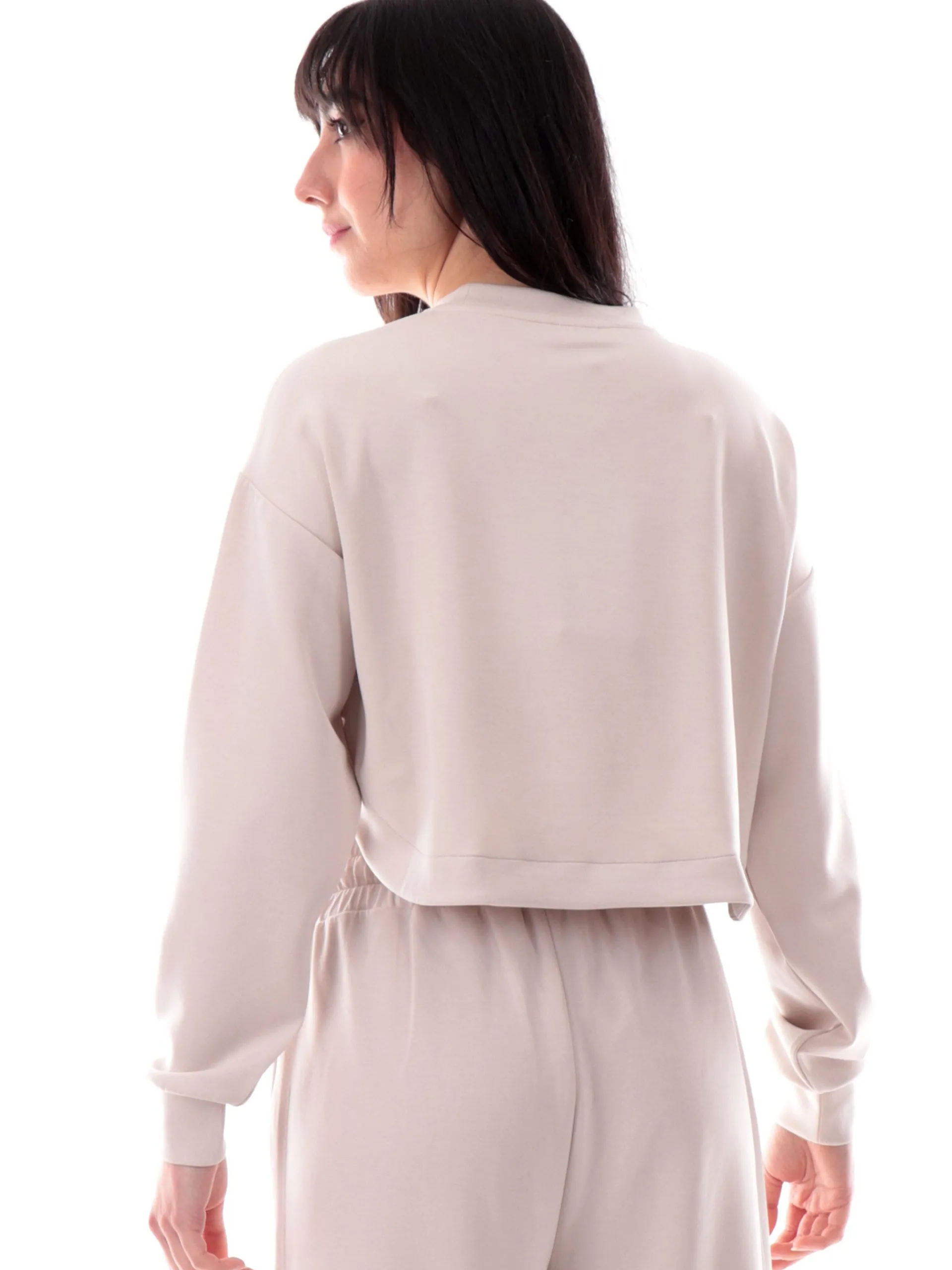 COLMAR Felpe*Felpa crop beige da donna girocollo 92291YH