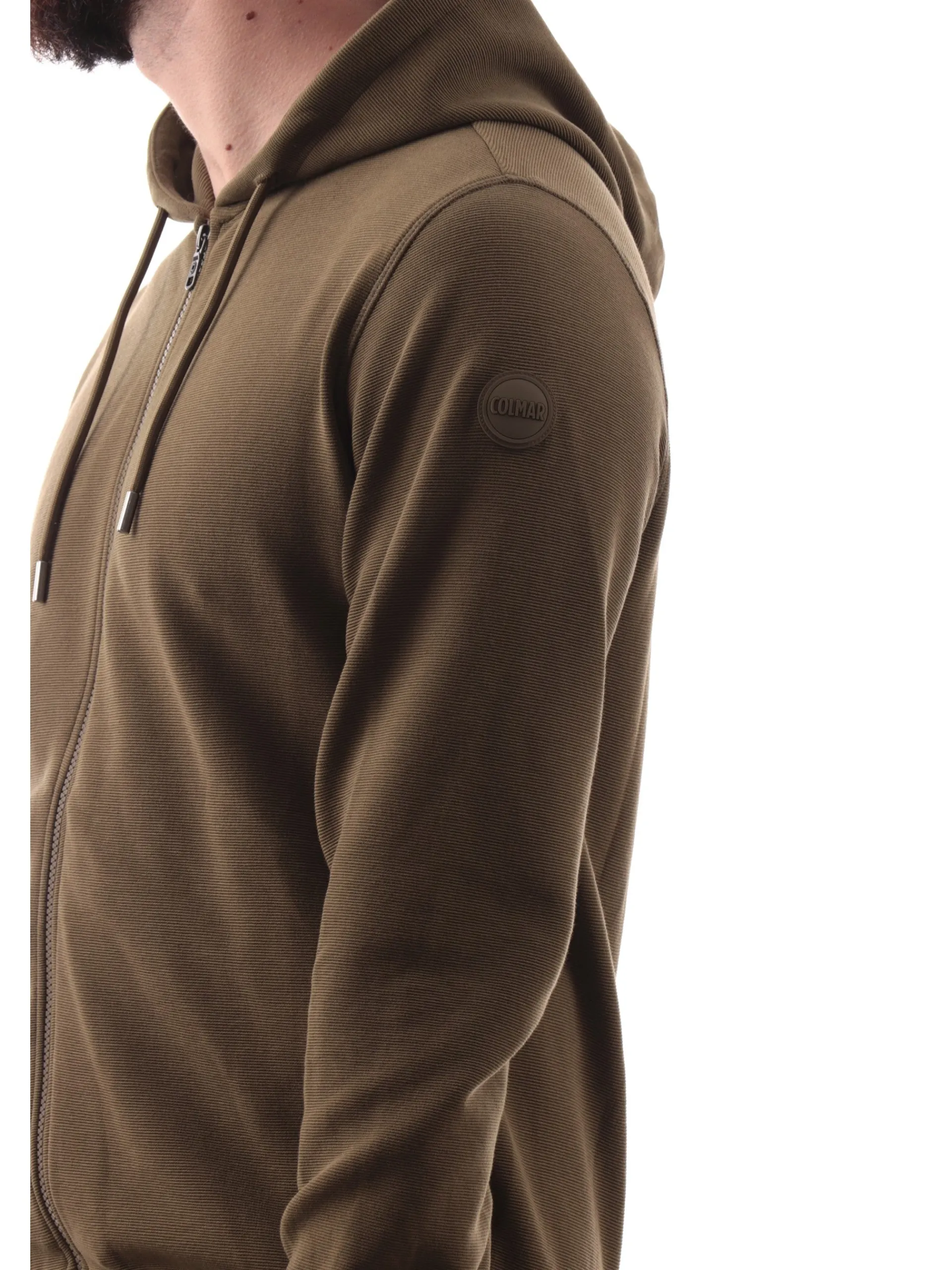 COLMAR Felpe*Felpa verde militare full zip con cappuccio da uomo patch gommato 6154R1XL