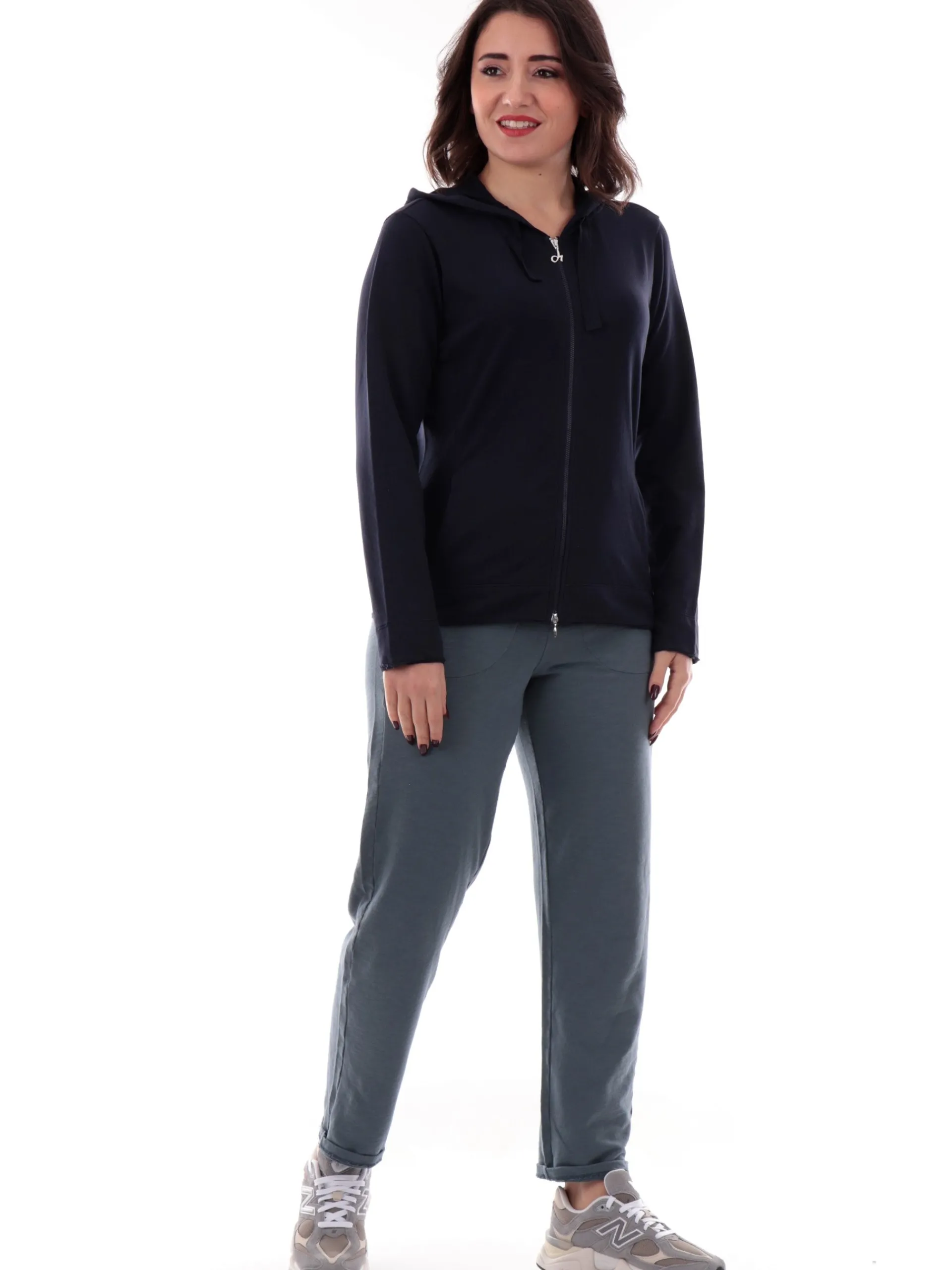 DEHA Felpe*Felpa blu da donna full zip con cappuccio A00552