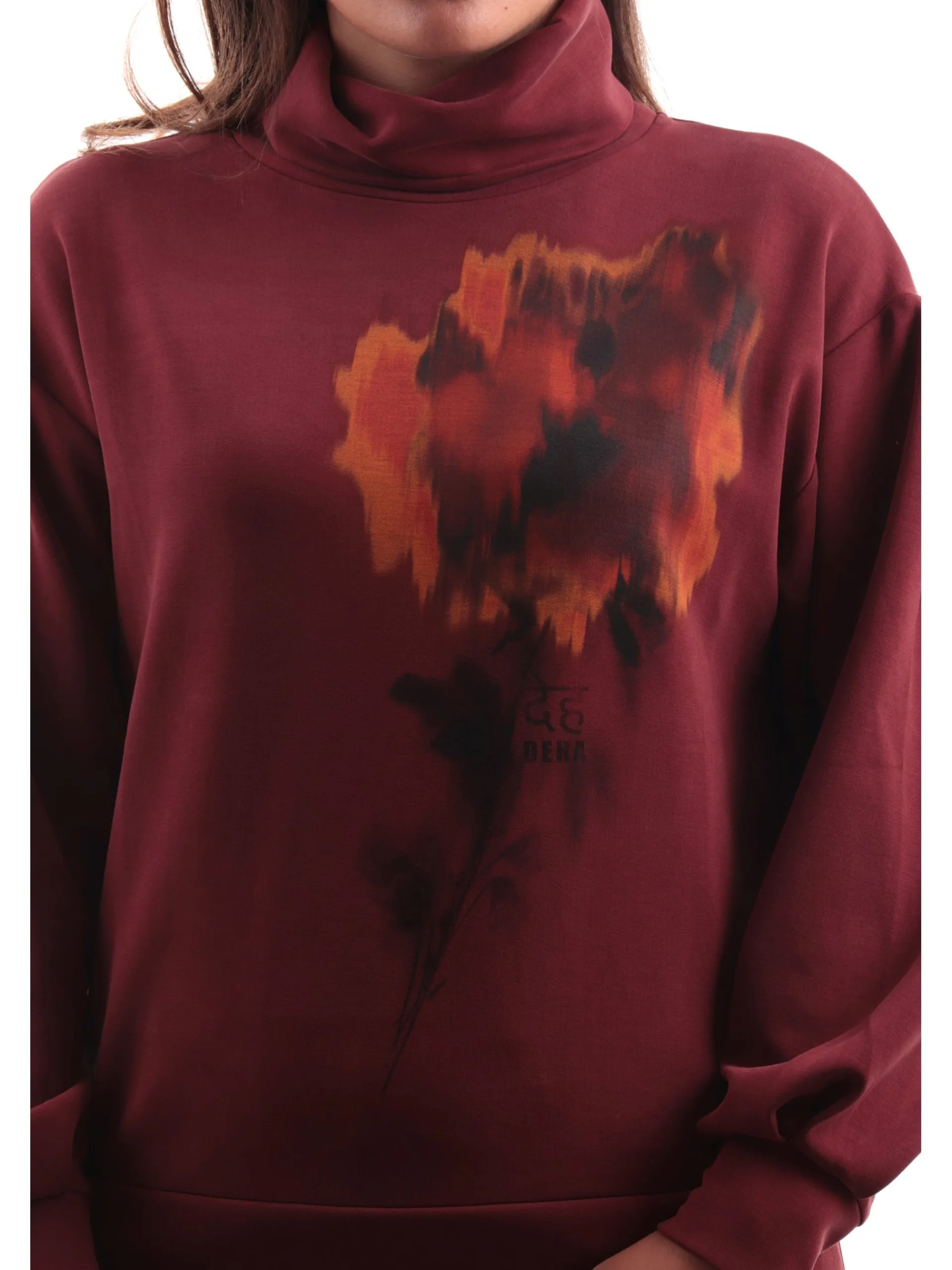 DEHA Felpe*Felpa bordeaux da donna a collo alto Comfort D12003