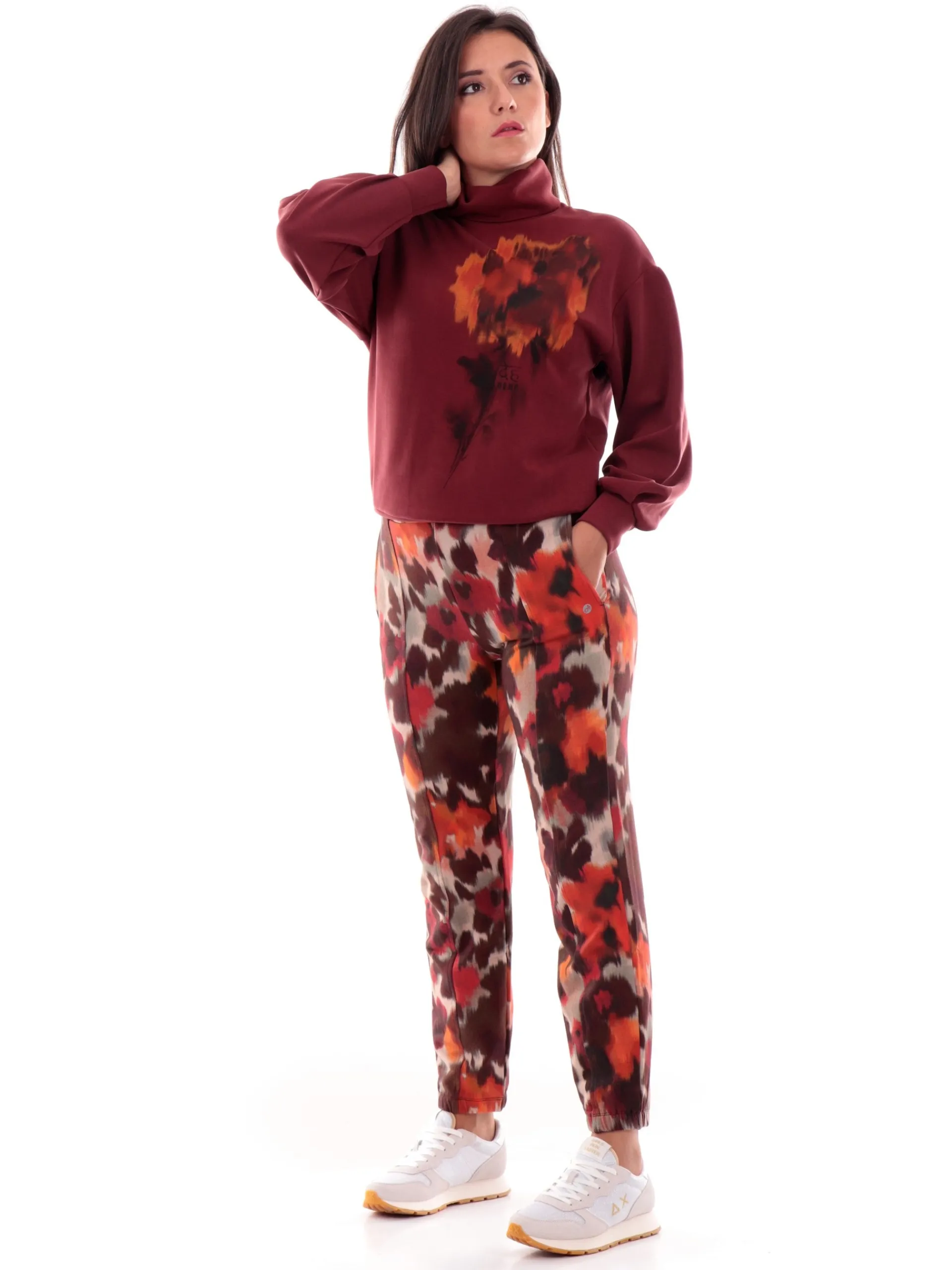 DEHA Felpe*Felpa bordeaux da donna a collo alto Comfort D12003