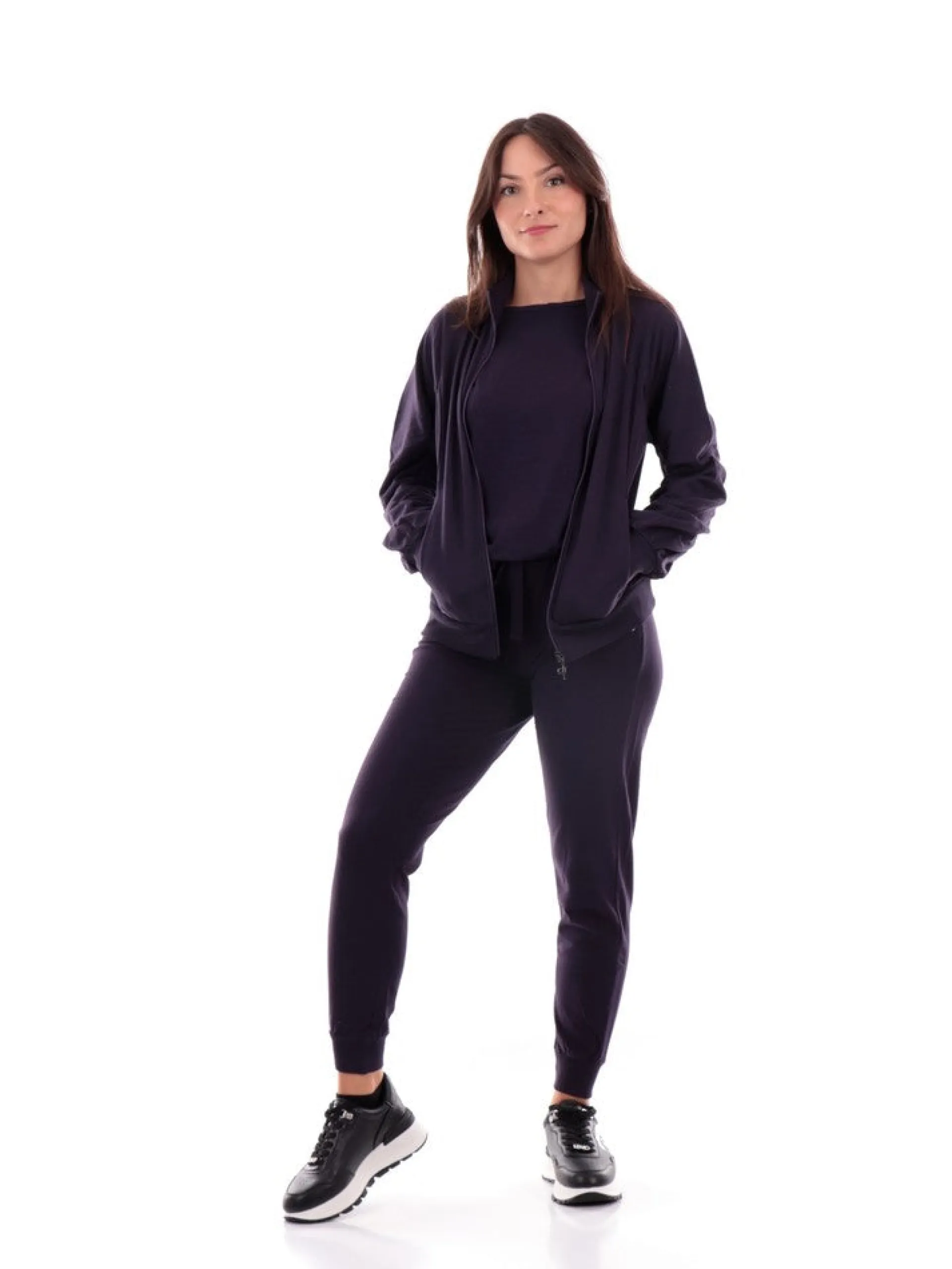 DEHA Felpe*Felpa Viola da Donna a collo alto Full Zip D93380
