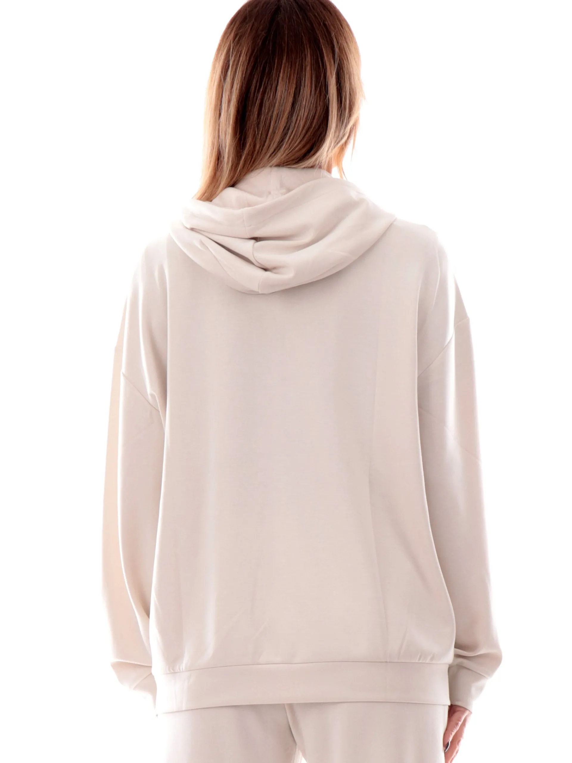 EMPORIO ARMANI 7 Felpe*Felpa Emporio Armani EA7 beige da donna full zip con cappuccio logo oro 7W000192AF12643 U1112