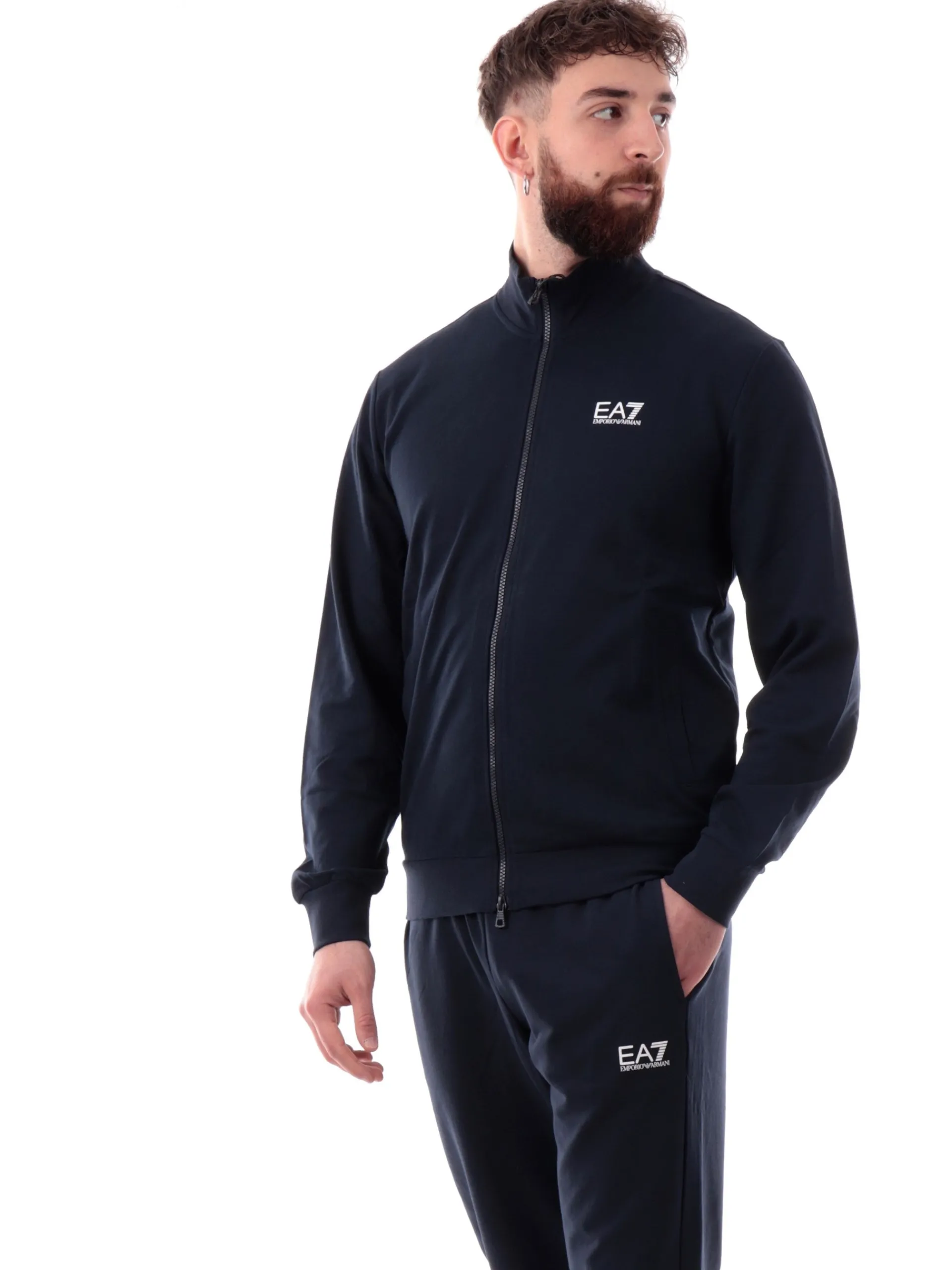 EMPORIO ARMANI 7 Felpe*Felpa Emporio Armani EA7 blu da uomo full zip 8NPM31PJVRZ