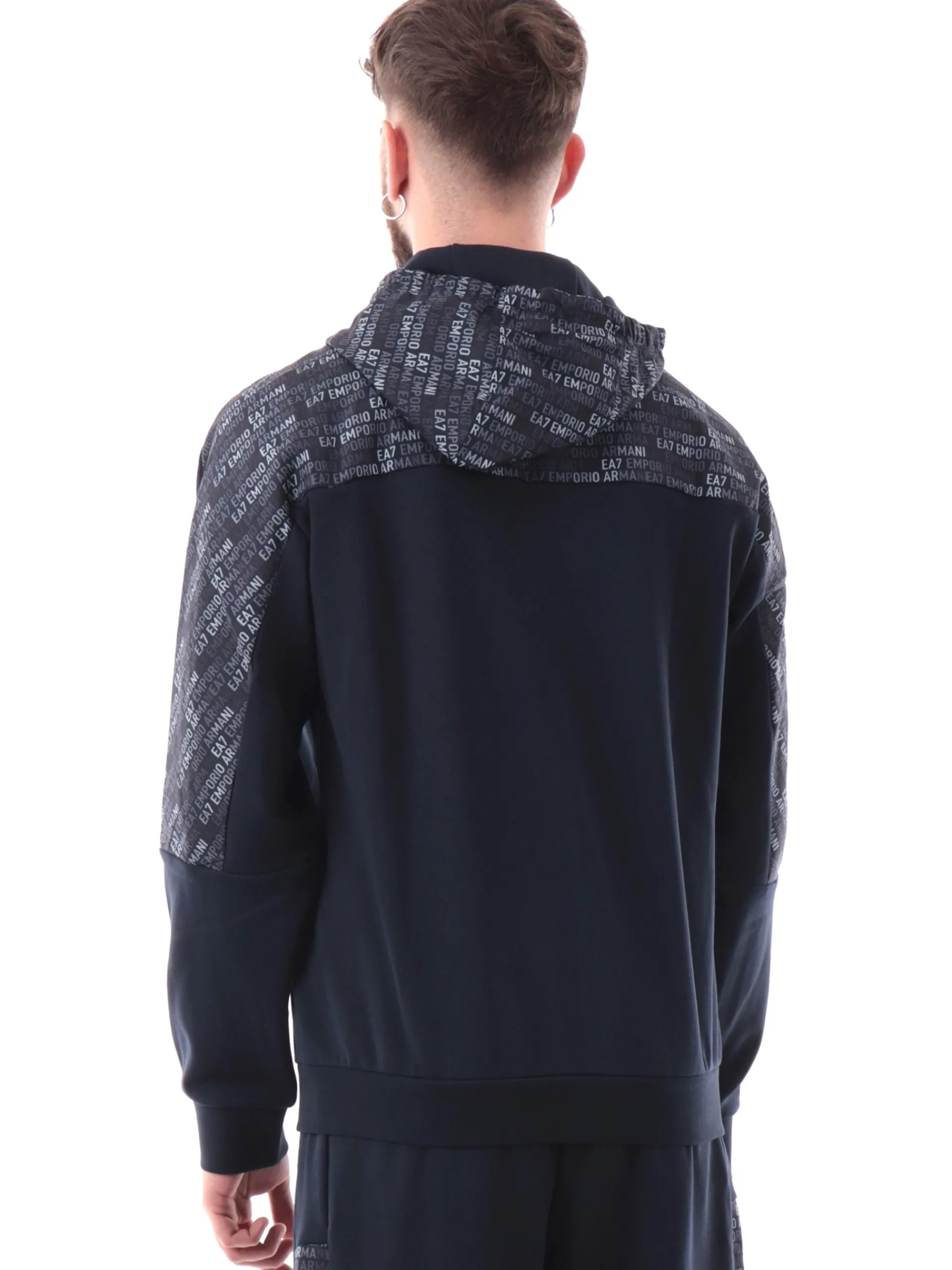 EMPORIO ARMANI 7 Felpe*Felpa Emporio Armani EA7 blu da uomo bande logate 7M000209AF12660