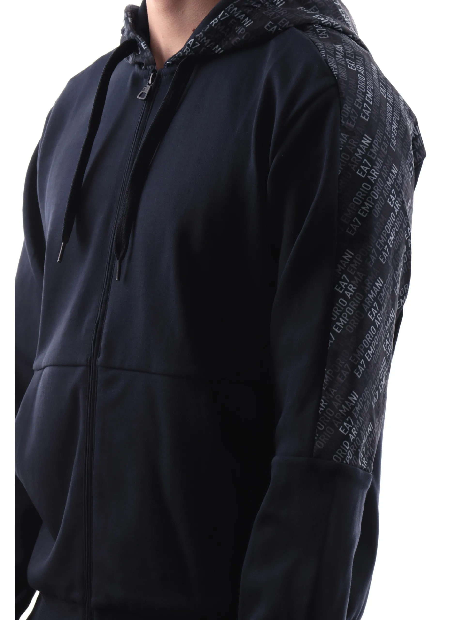 EMPORIO ARMANI 7 Felpe*Felpa Emporio Armani EA7 blu da uomo bande logate 7M000209AF12660