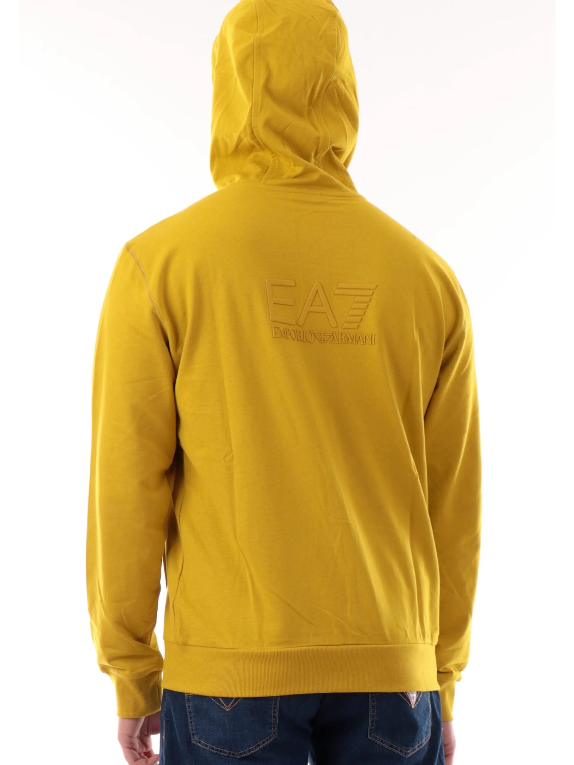 EMPORIO ARMANI 7 Felpe*Felpa Emporio Armani EA7 gialla da uomo full zip con cappuccio 7M000231AF13512