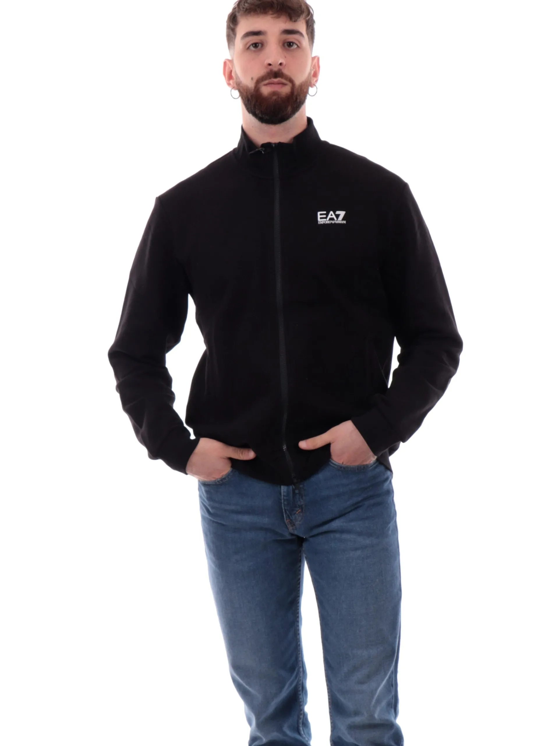 EMPORIO ARMANI 7 Felpe*Felpa Emporio Armani EA7 nera da uomo full zip 8NPM36PJVTZ