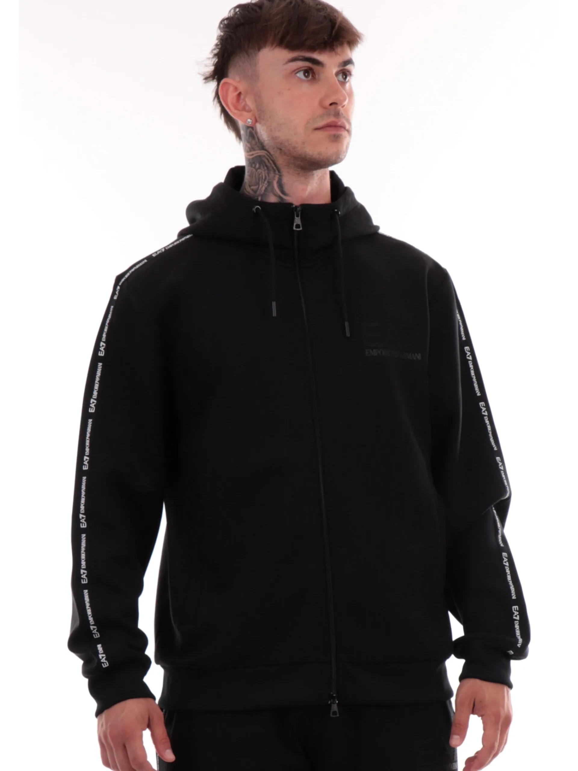EMPORIO ARMANI 7 Felpe*Felpa Emporio Armani EA7 nera da uomo full zip 6DPM91PJZZZ