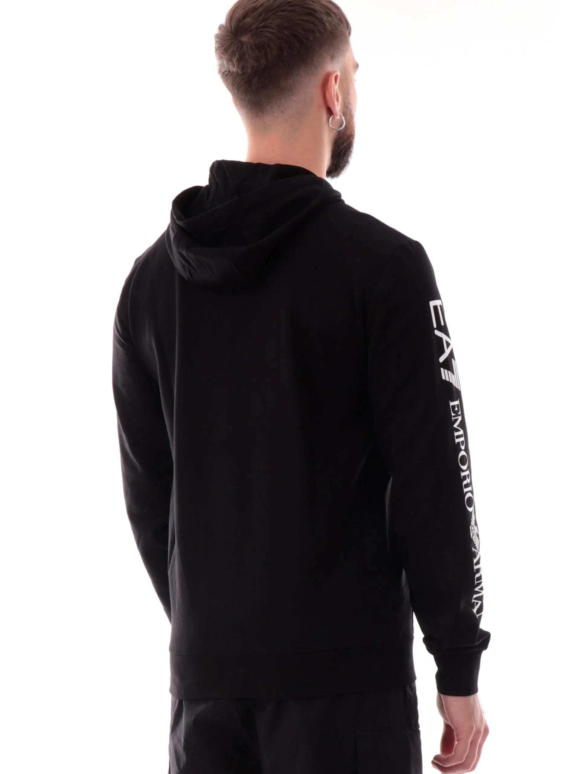 EMPORIO ARMANI 7 Felpe*Felpa Emporio Armani EA7 nera da uomo full zip con cappuccio 7M000568AF13512 MC001