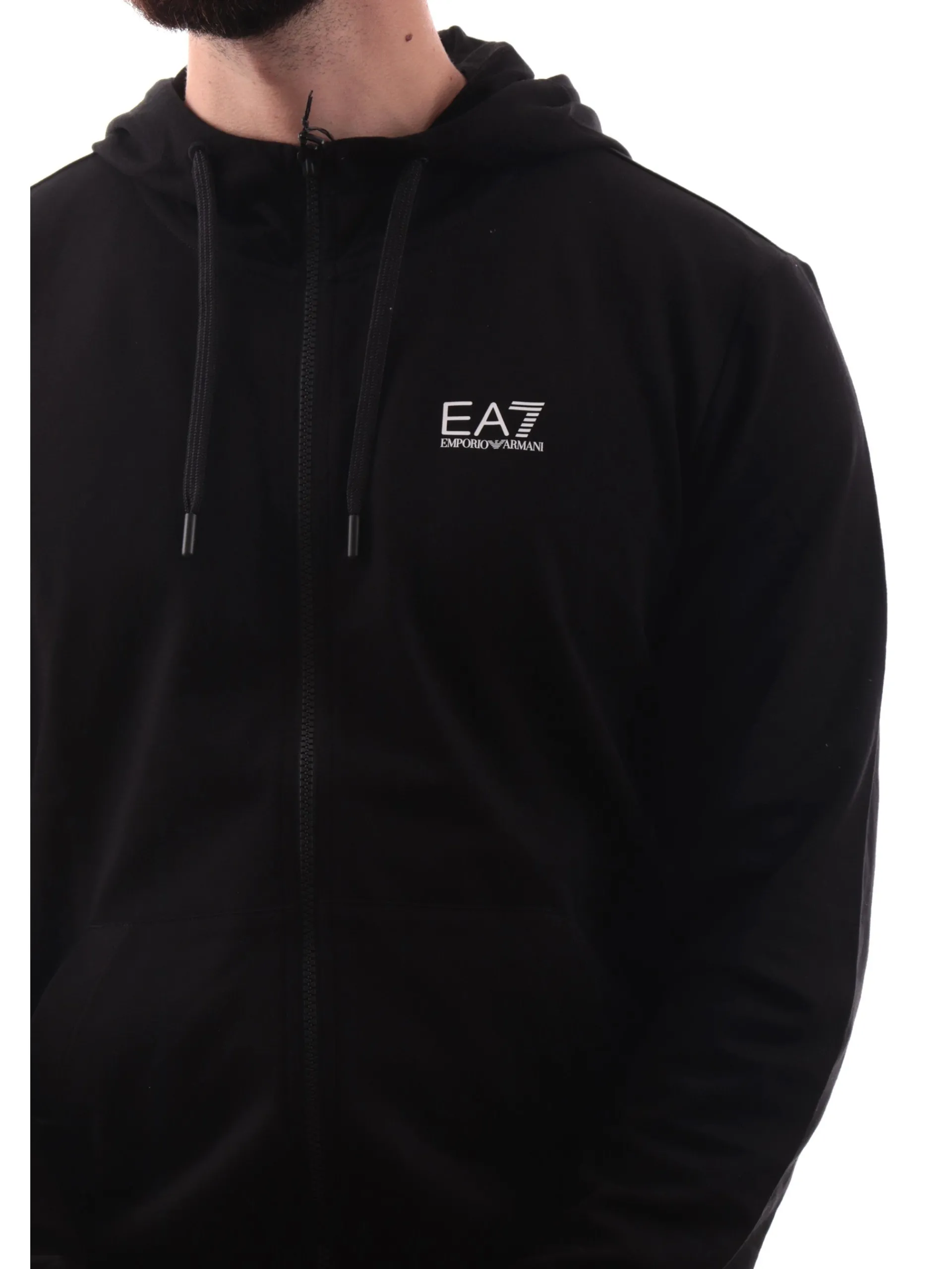 EMPORIO ARMANI 7 Felpe*Felpa Emporio Armani EA7 nera da uomo full zip con cappuccio 7M000568AF13512 MC001