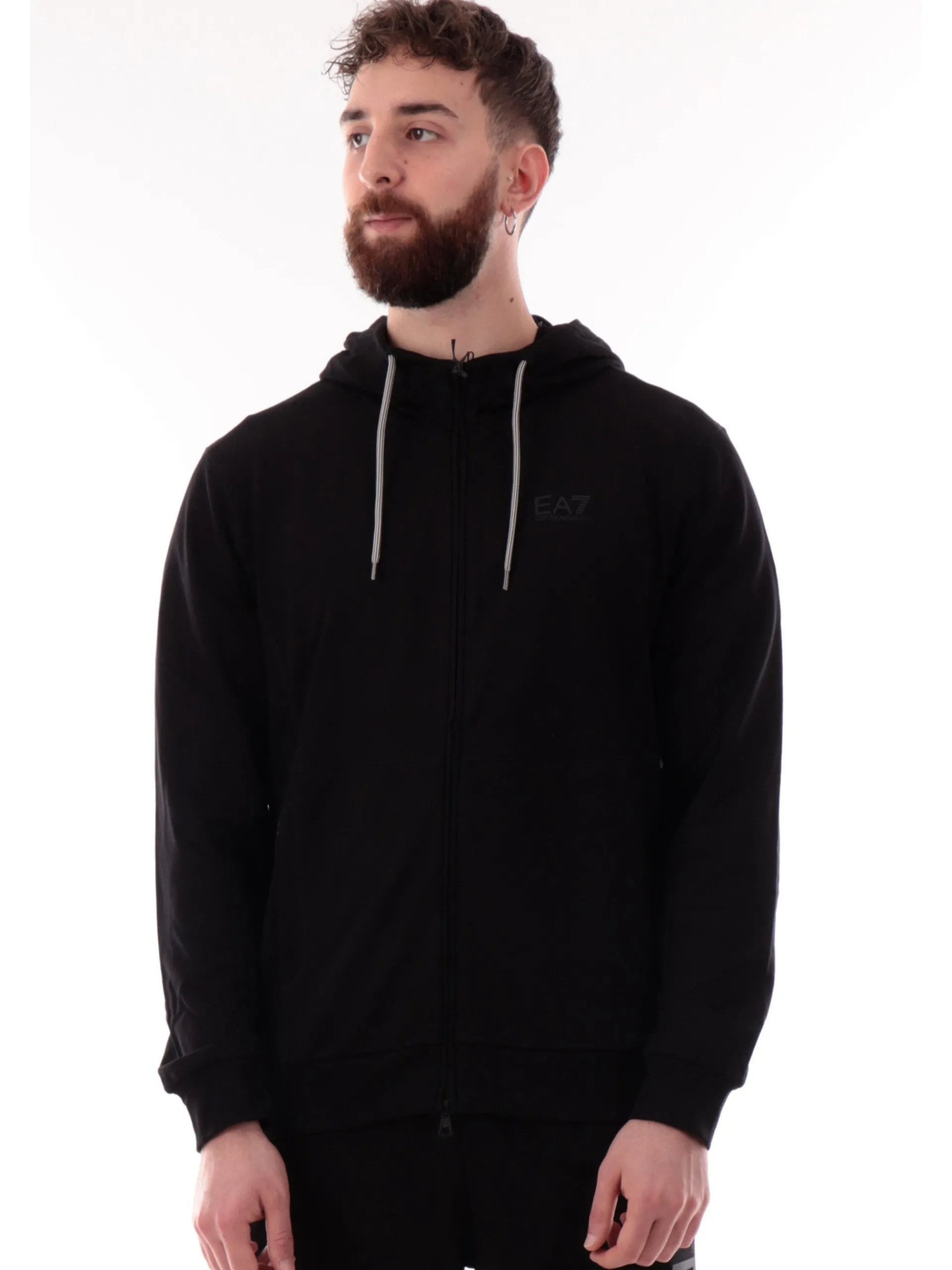 EMPORIO ARMANI 7 Felpe*Felpa Emporio Armani EA7 nera da uomo full zip con cappuccio 7M000231AF13512
