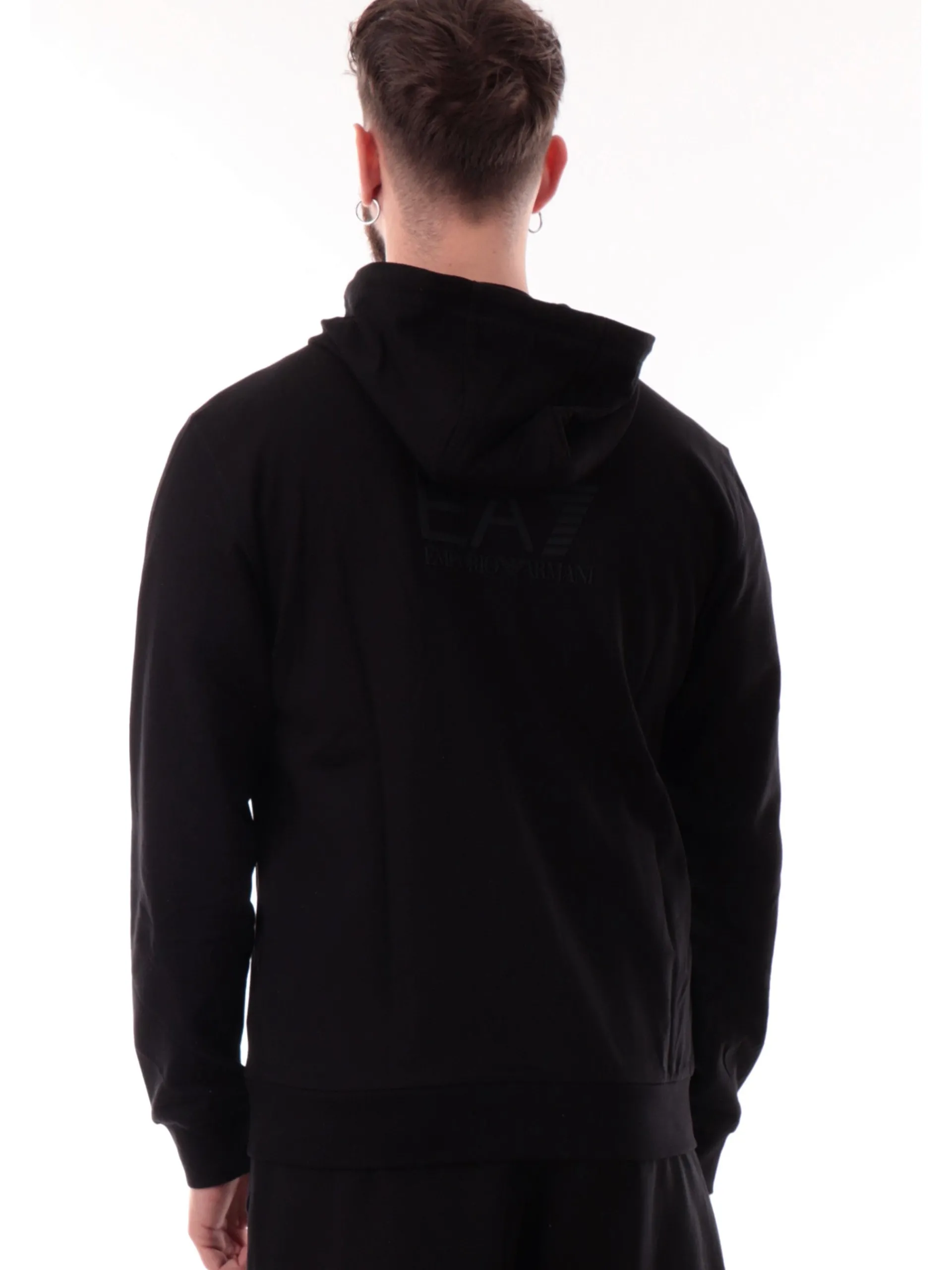 EMPORIO ARMANI 7 Felpe*Felpa Emporio Armani EA7 nera da uomo full zip con cappuccio 7M000231AF13512