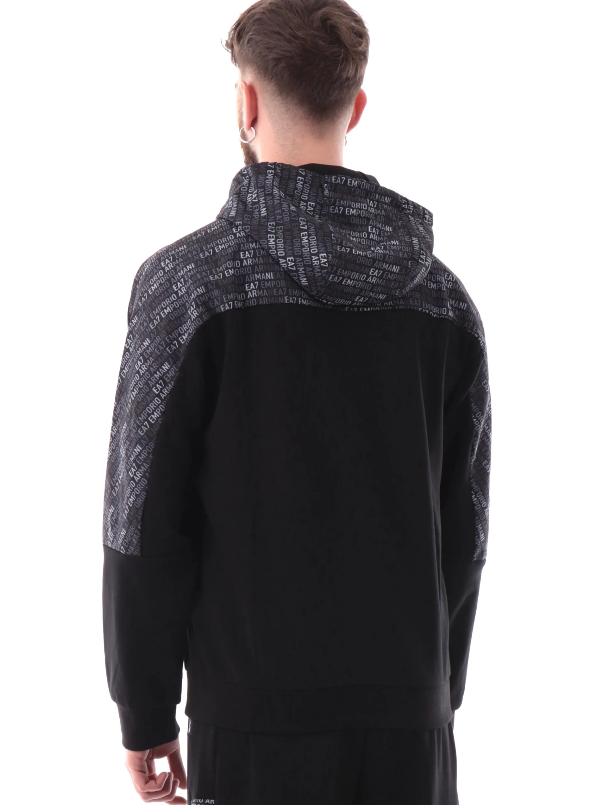 EMPORIO ARMANI 7 Felpe*Felpa Emporio Armani EA7 nera da uomo bande logate 7M000209AF12660