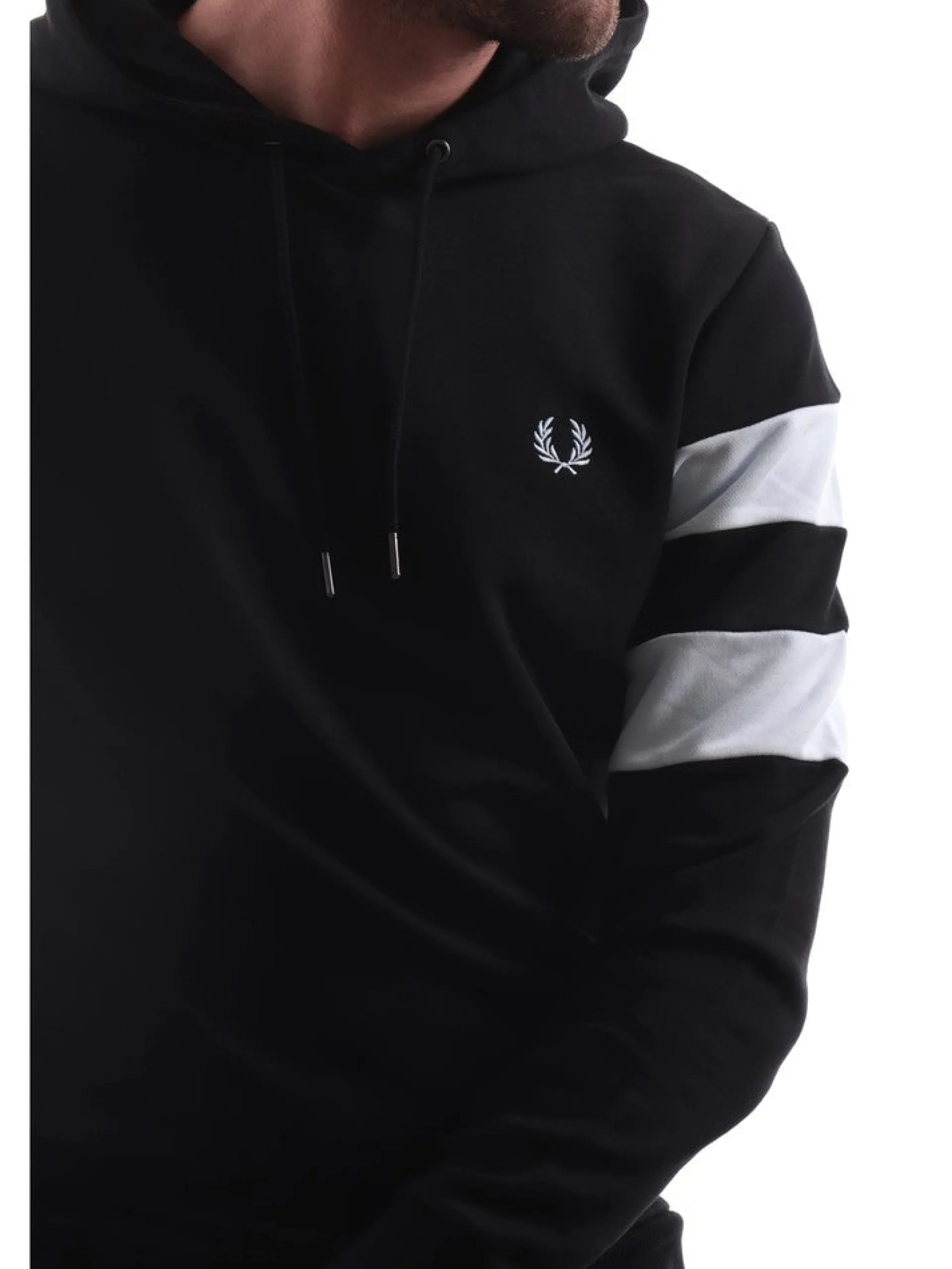 FRED PERRY Felpe*Felpa nera da uomo Tipped Sleeve M5534