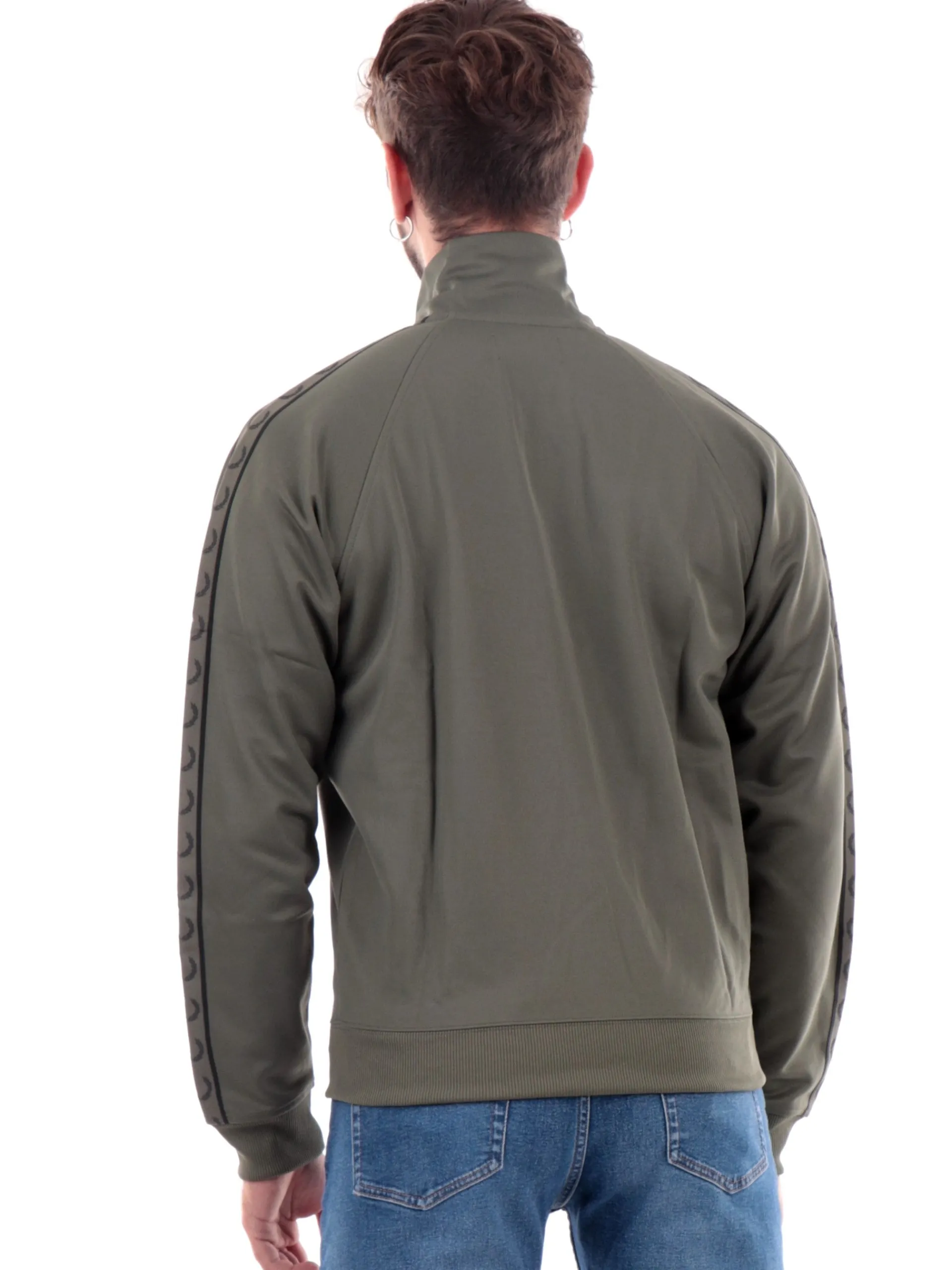 FRED PERRY Felpe*Felpa verde da uomo Contrast Tape J5557