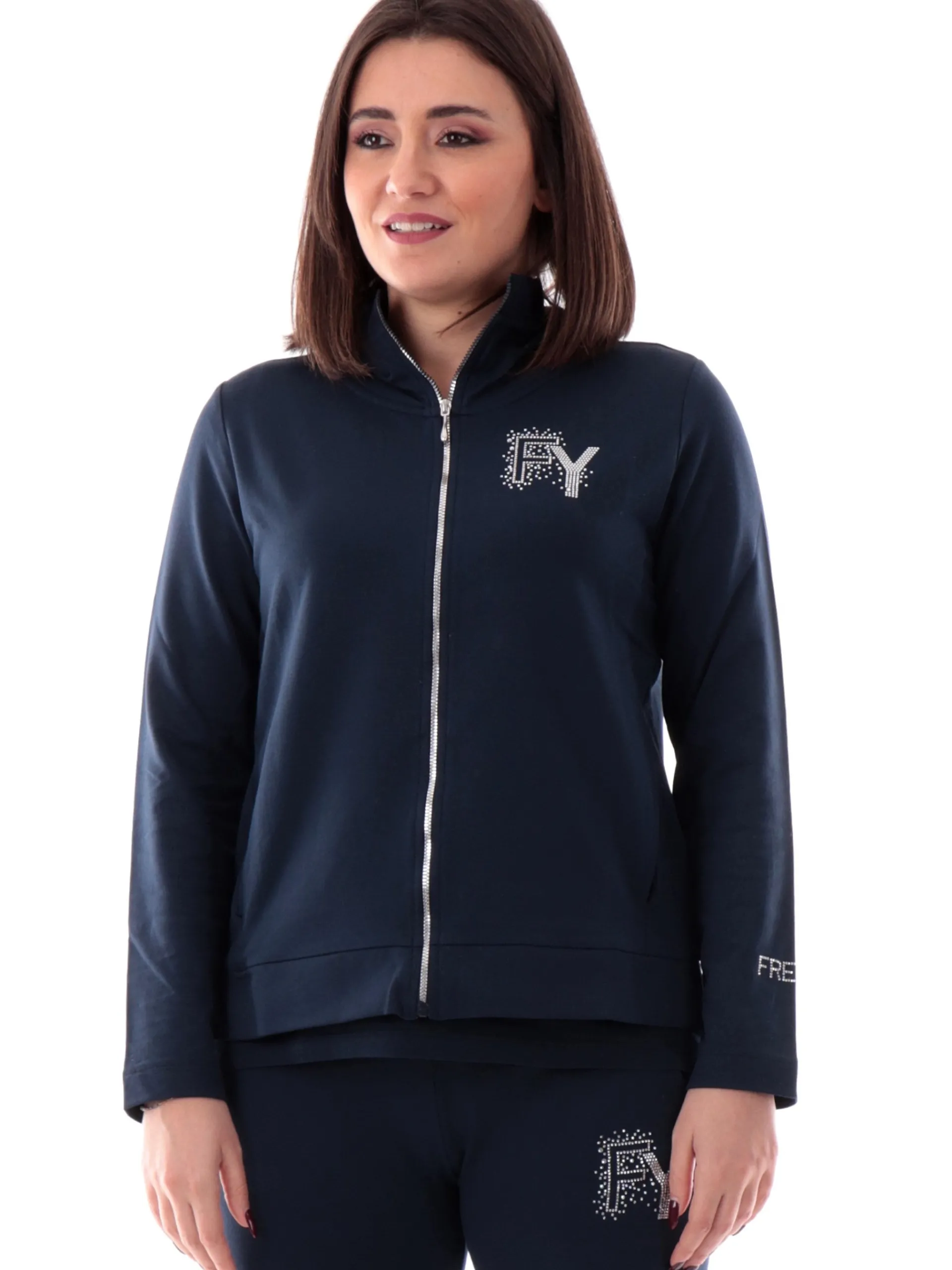 FREDDY Felpe*Felpa blu da donna full zip logo con strass S25WCXS3