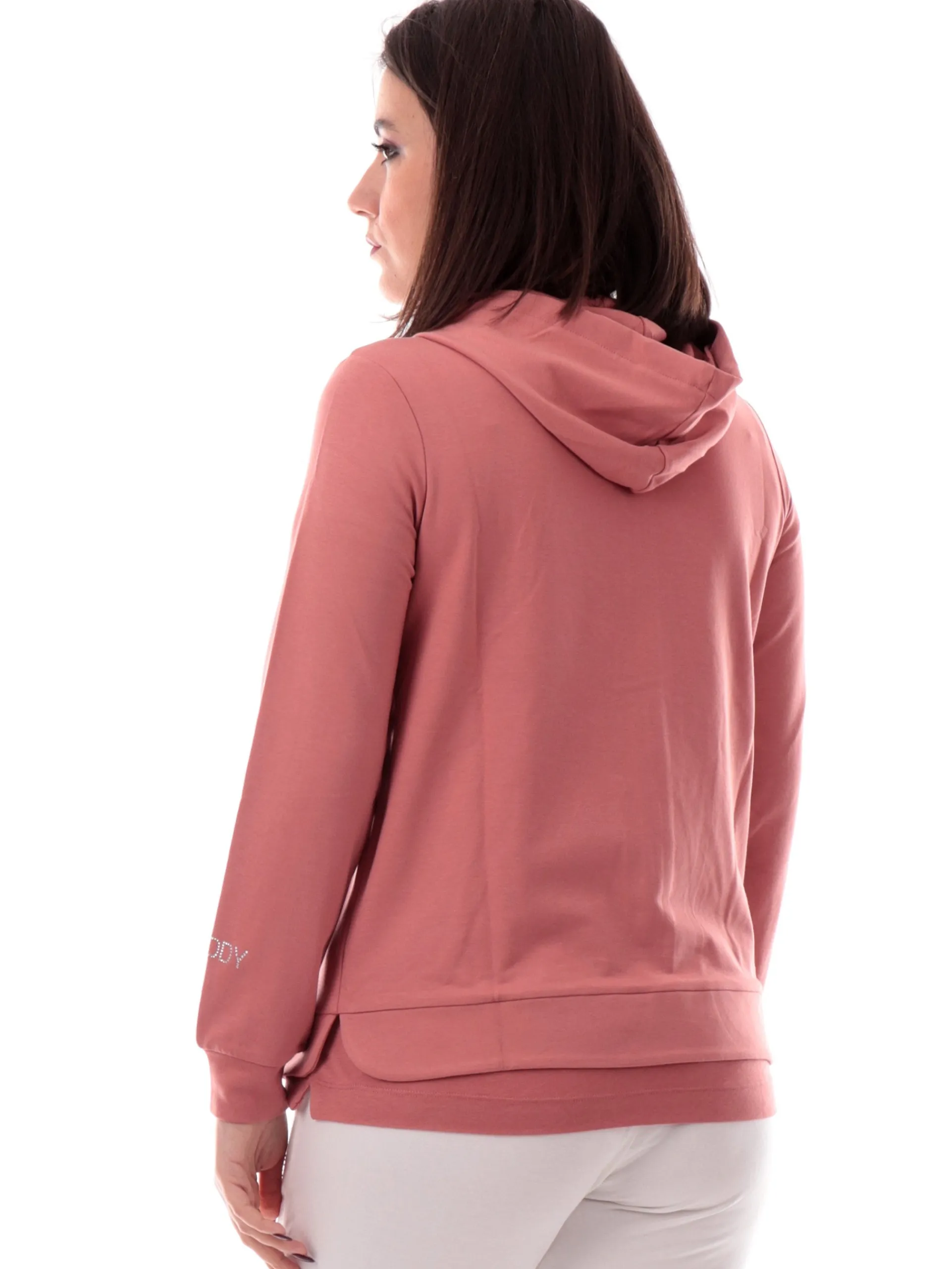 FREDDY Felpe*Felpa rosa da donna con cappuccio e logo con strass S25WCXS1